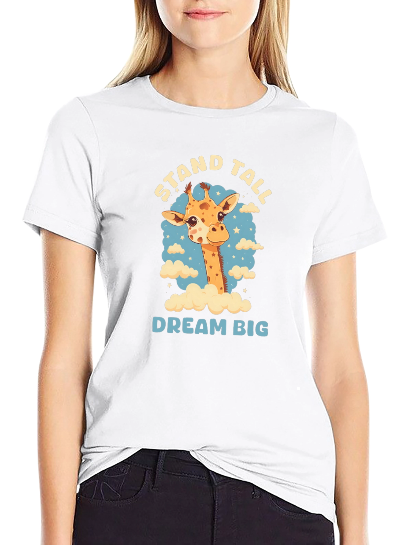 Stand Tall Giraffe Graphic Black T-Shirt