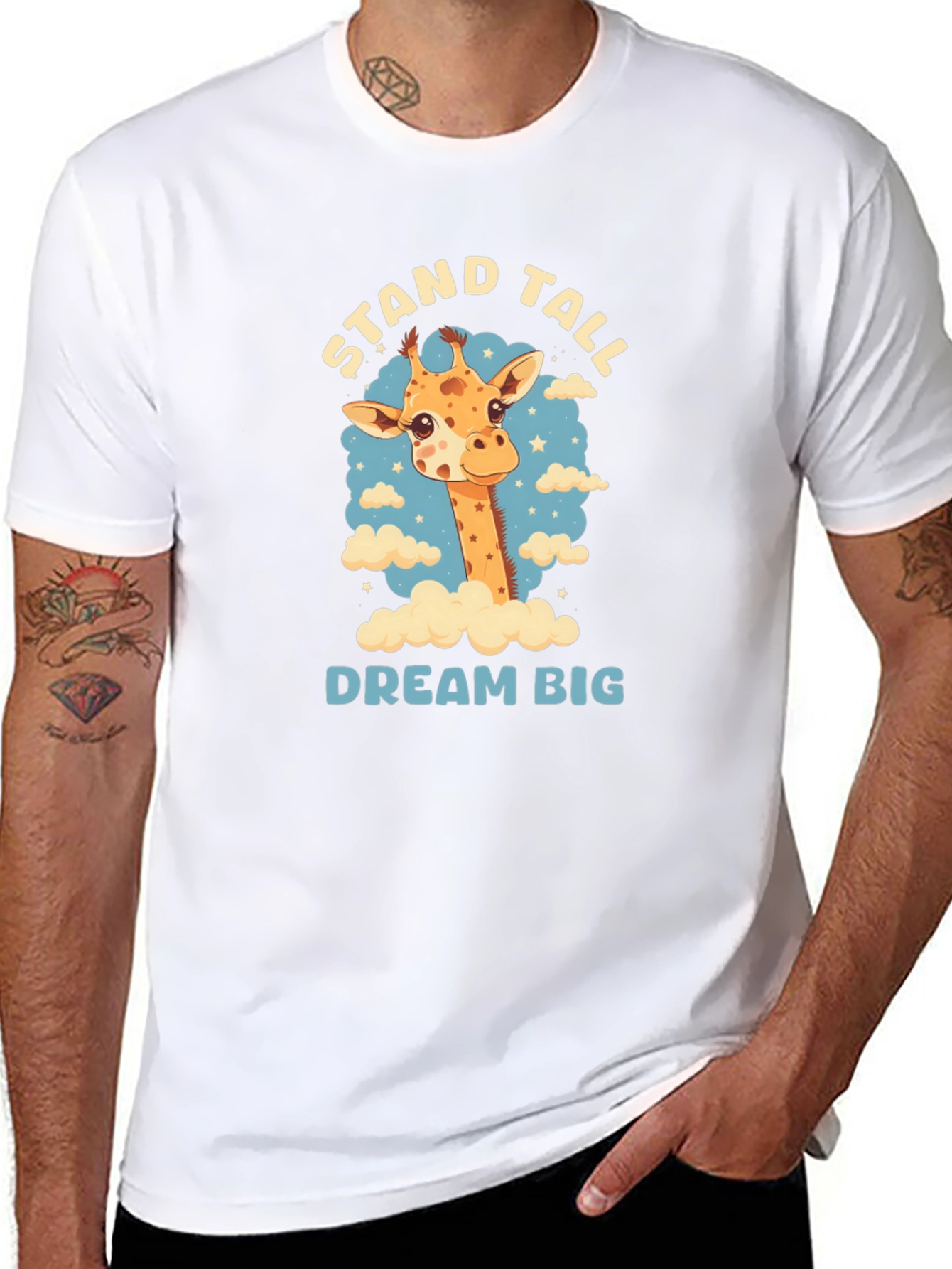 Stand Tall Giraffe Graphic Black T-Shirt