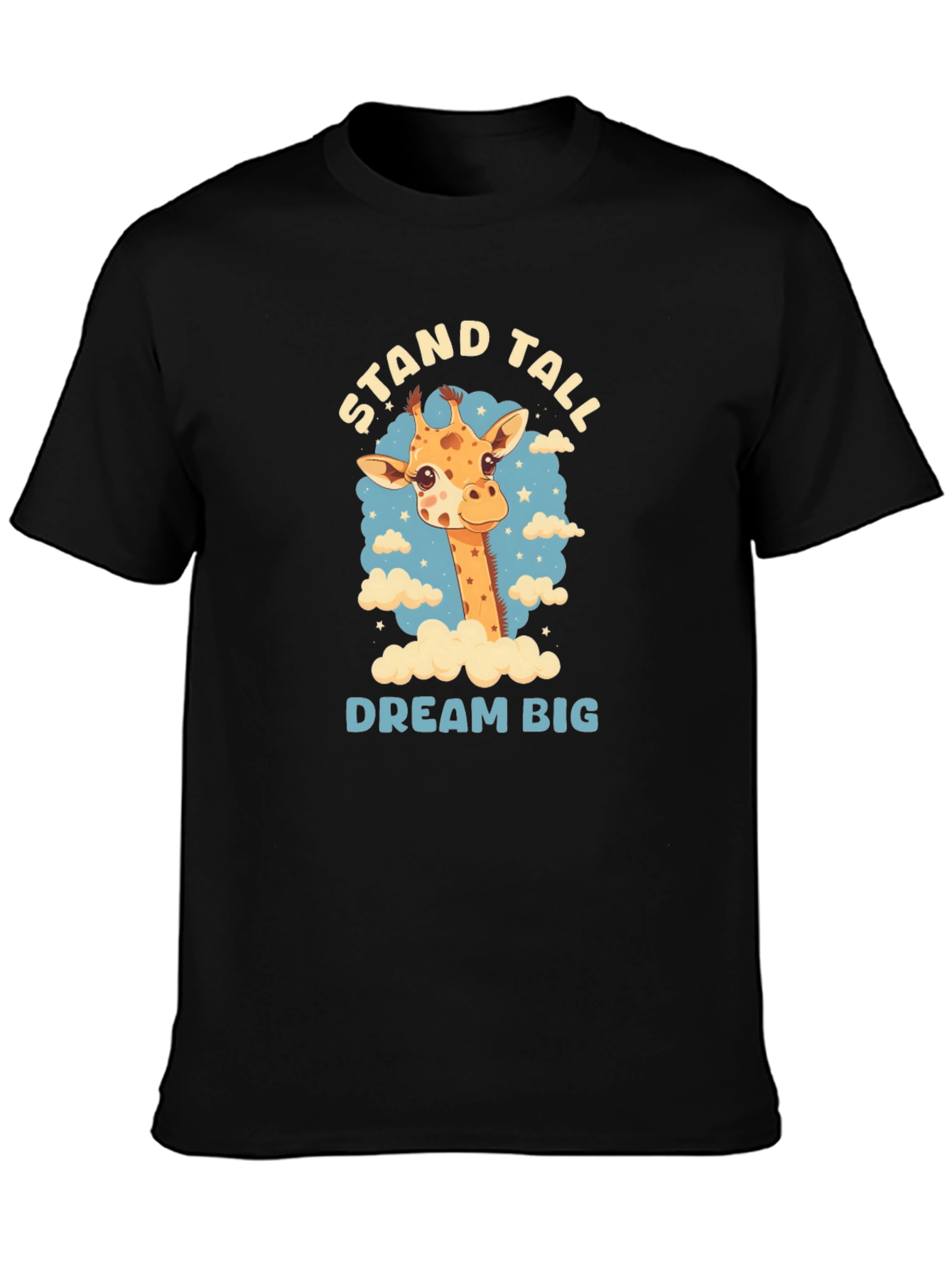 Stand Tall Giraffe Graphic Black T-Shirt