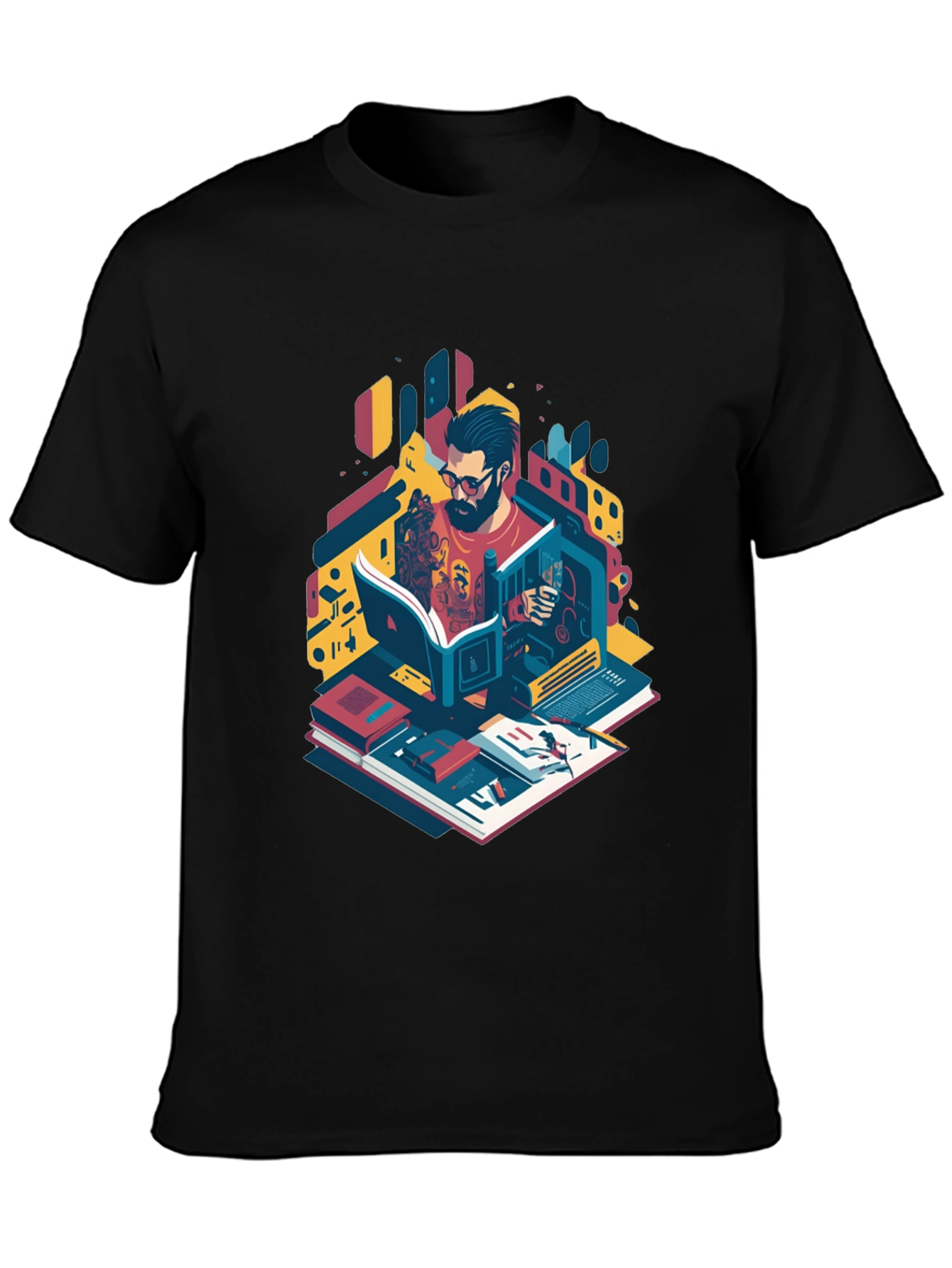Bookworm Graphic Tee - Artistic Readers Shirt