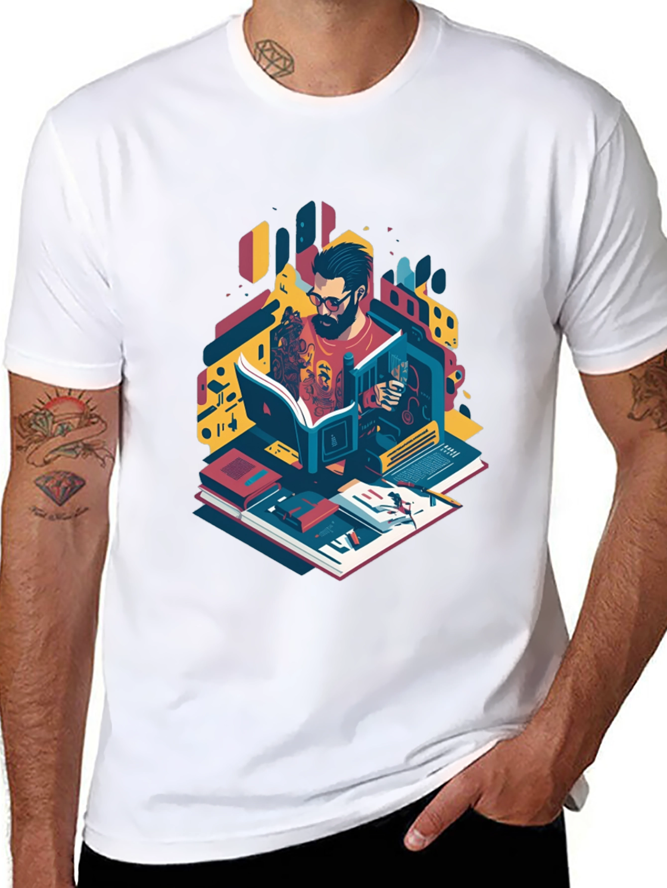 Bookworm Graphic Tee - Artistic Readers Shirt