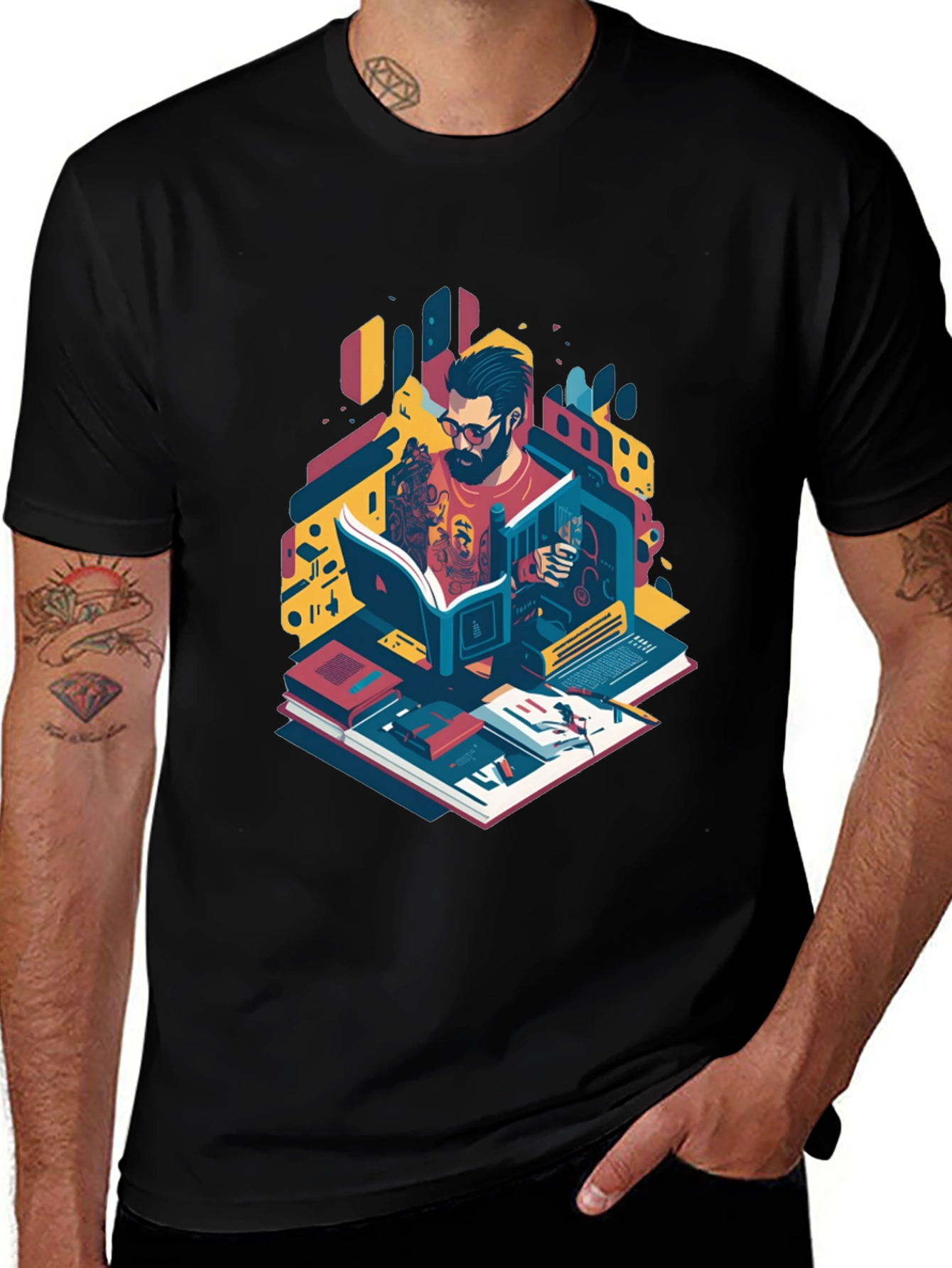Bookworm Graphic Tee - Artistic Readers Shirt