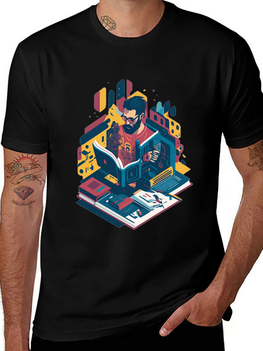 Bookworm Graphic Tee - Artistic Readers Shirt