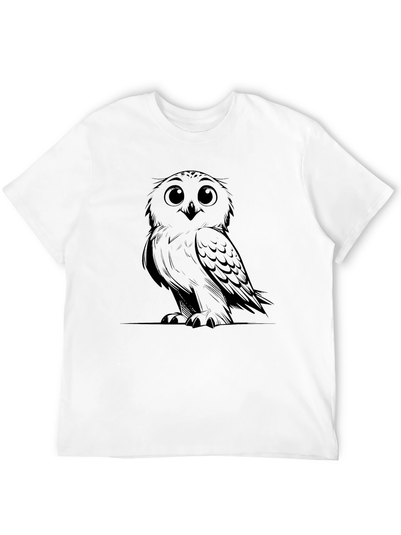 Owl Graphic Print Mens Black T-Shirt