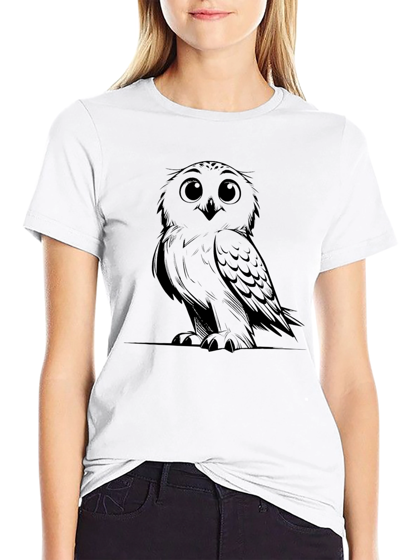 Owl Graphic Print Mens Black T-Shirt