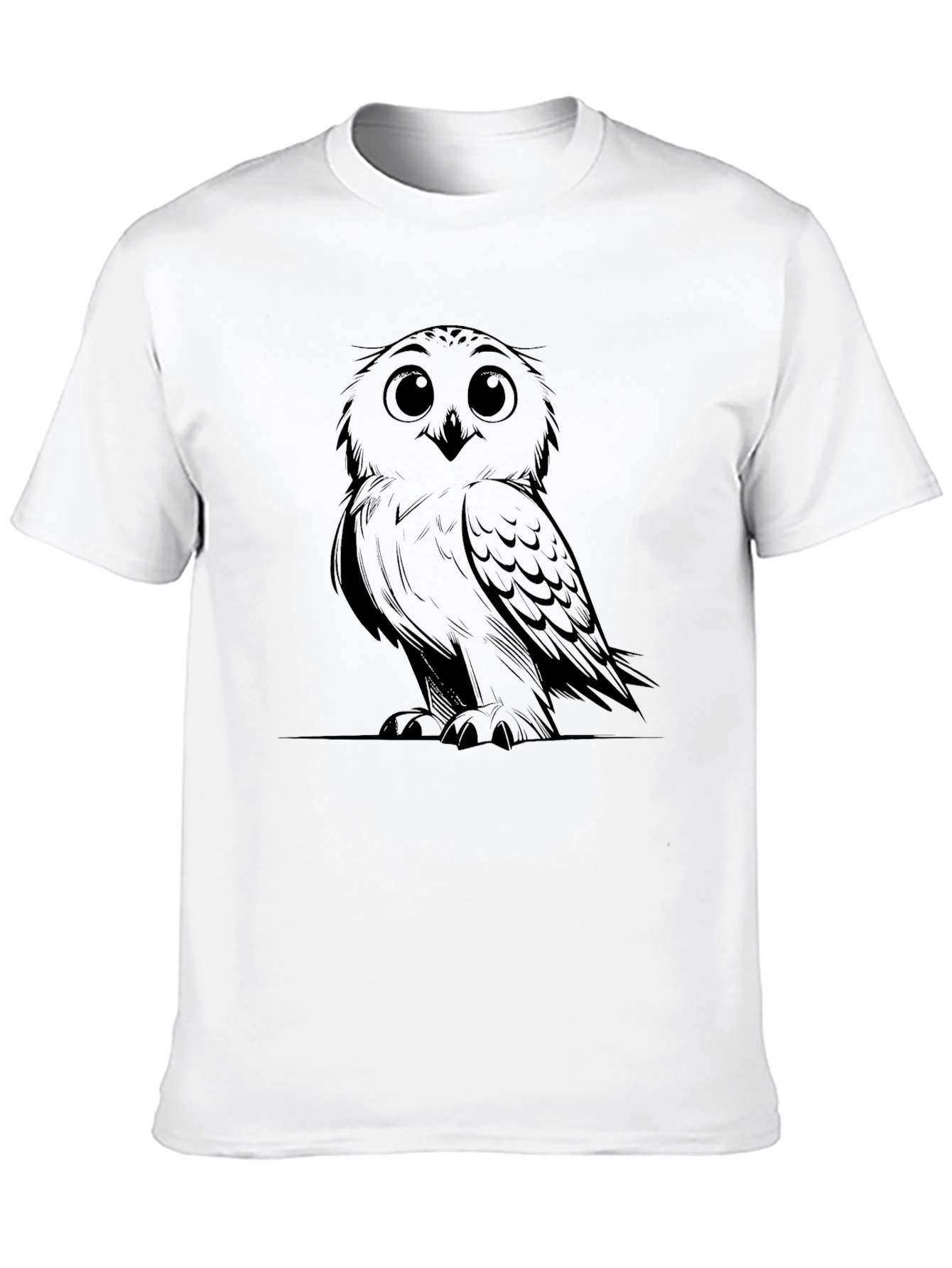 Owl Graphic Print Mens Black T-Shirt