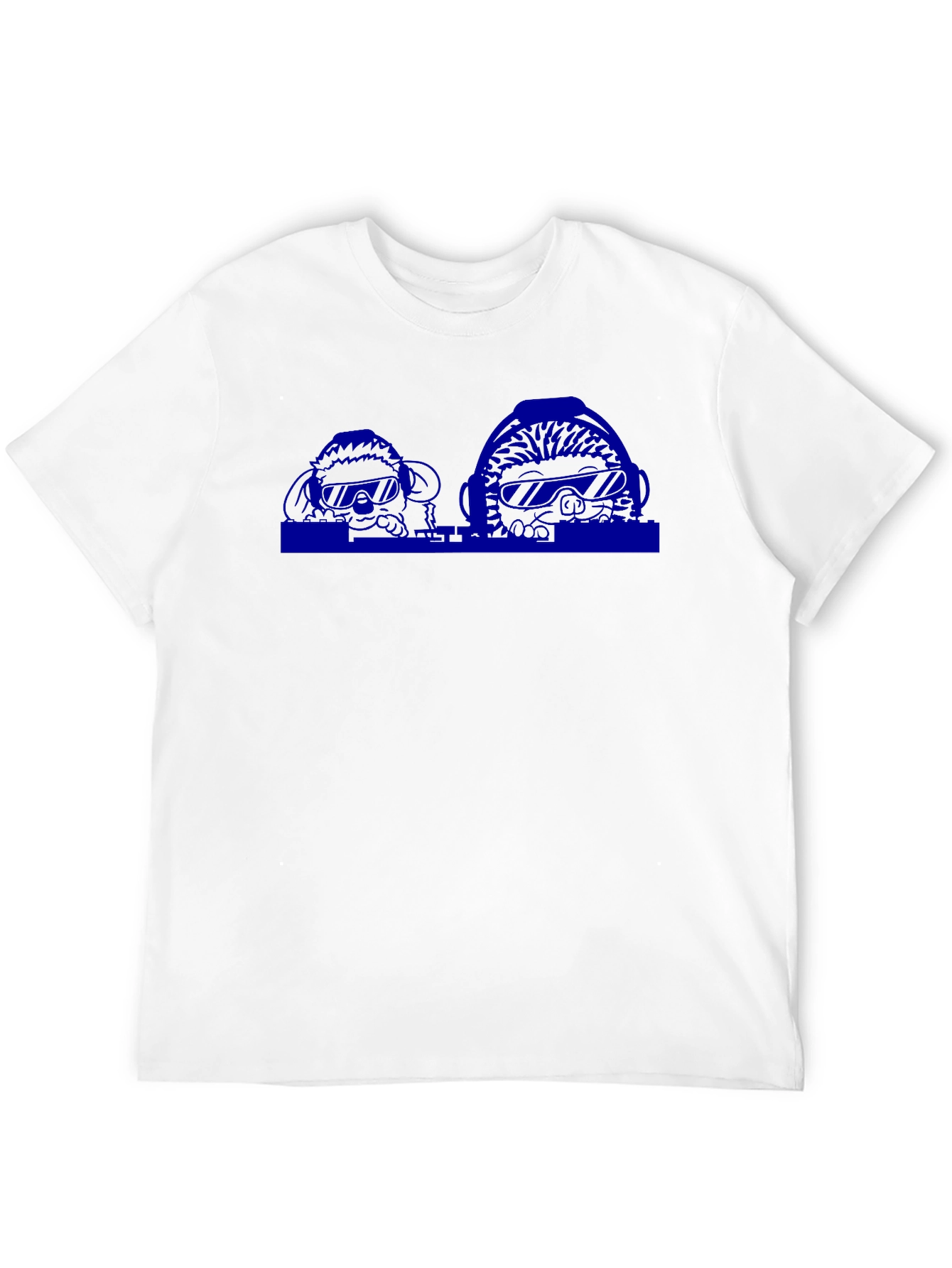 Mens Black T-Shirt with Blue Graphic Print
