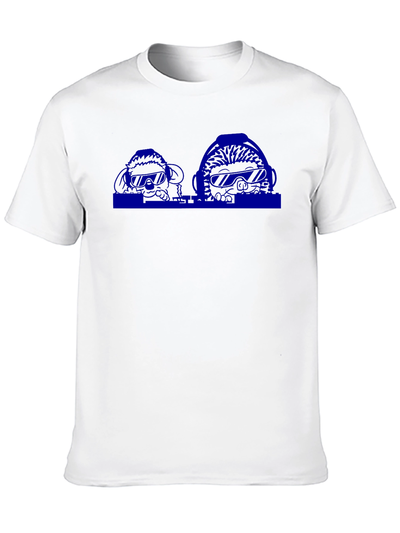 Mens Black T-Shirt with Blue Graphic Print