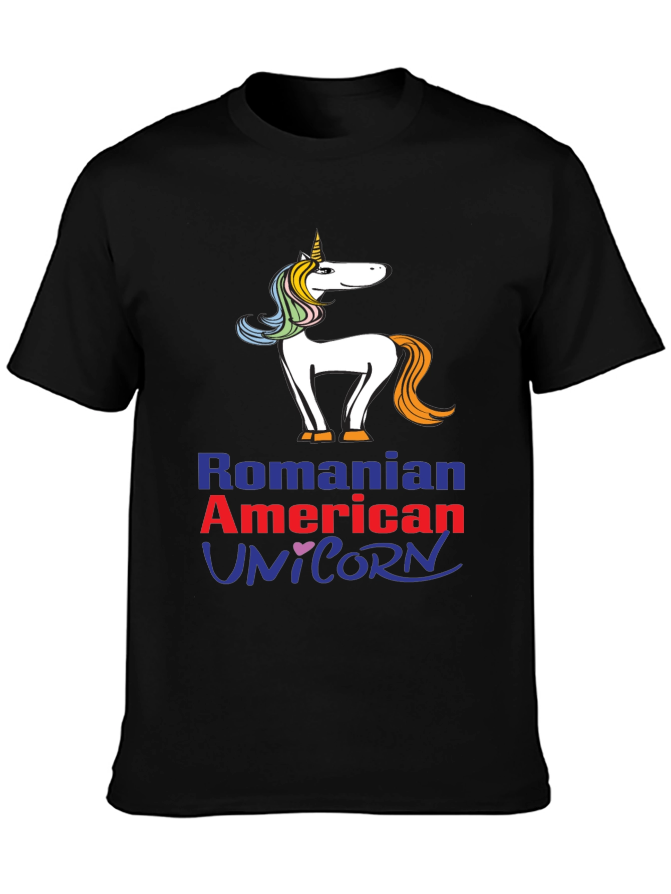 Romanian American Unicorn Graphic T-Shirt