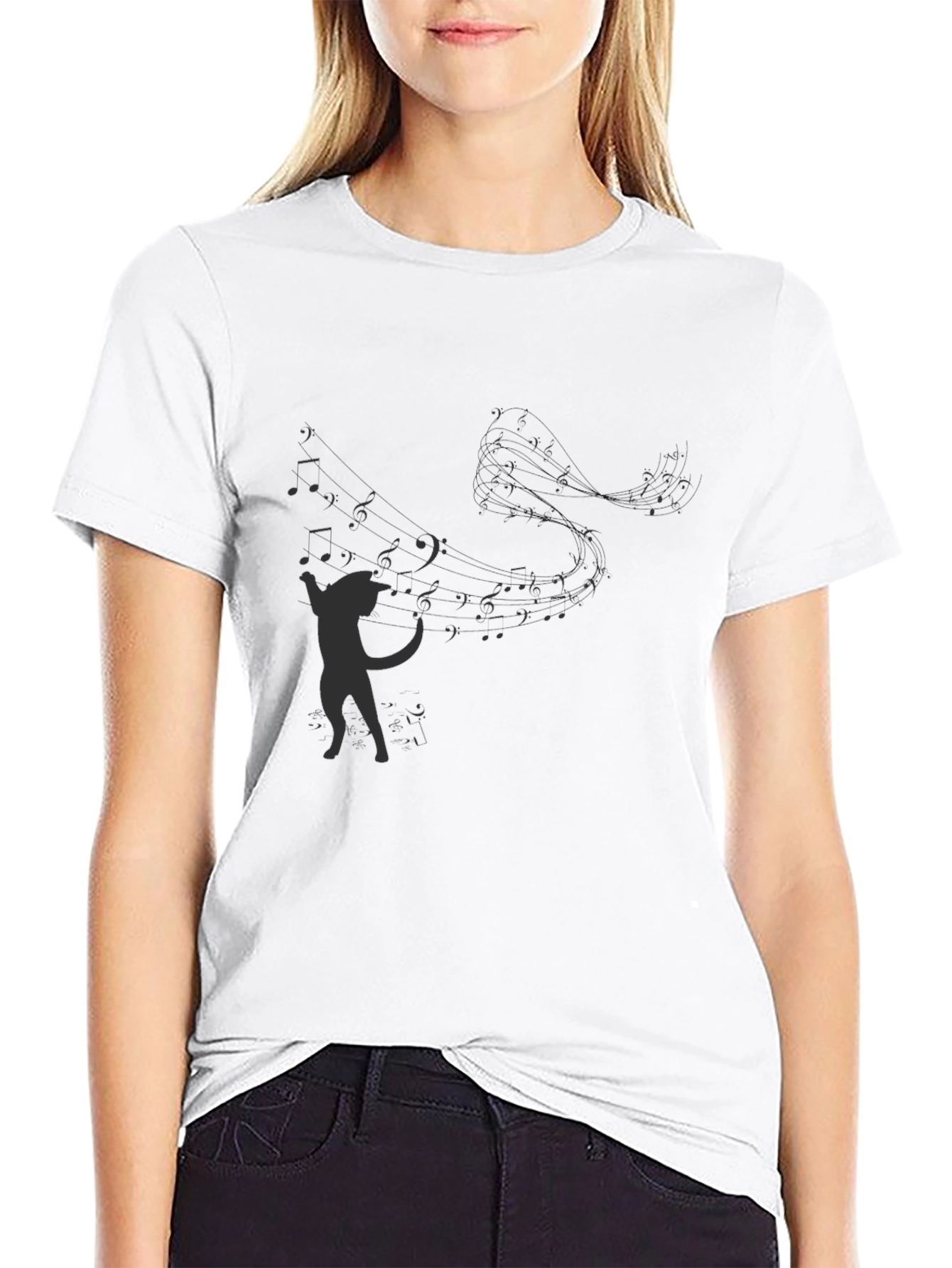 Musical Cat T-Shirt - Black Graphic Tee