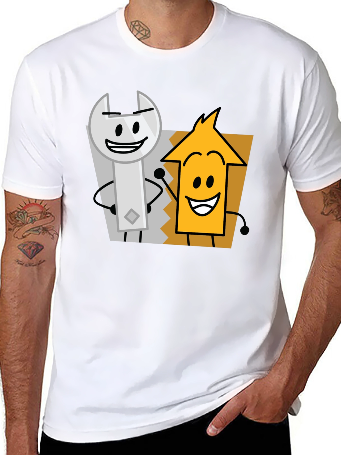 Cartoon Character Graphic Tee - Black Cotton Casual