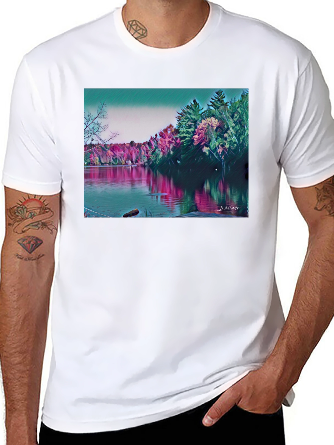 Scenic Lake Artwork T-Shirt