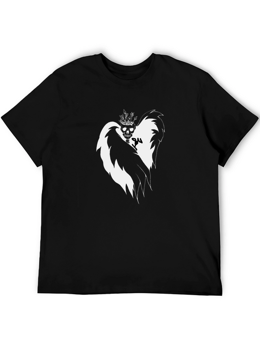 Skull King Wings Graphic Tee - Black Cotton Comfort