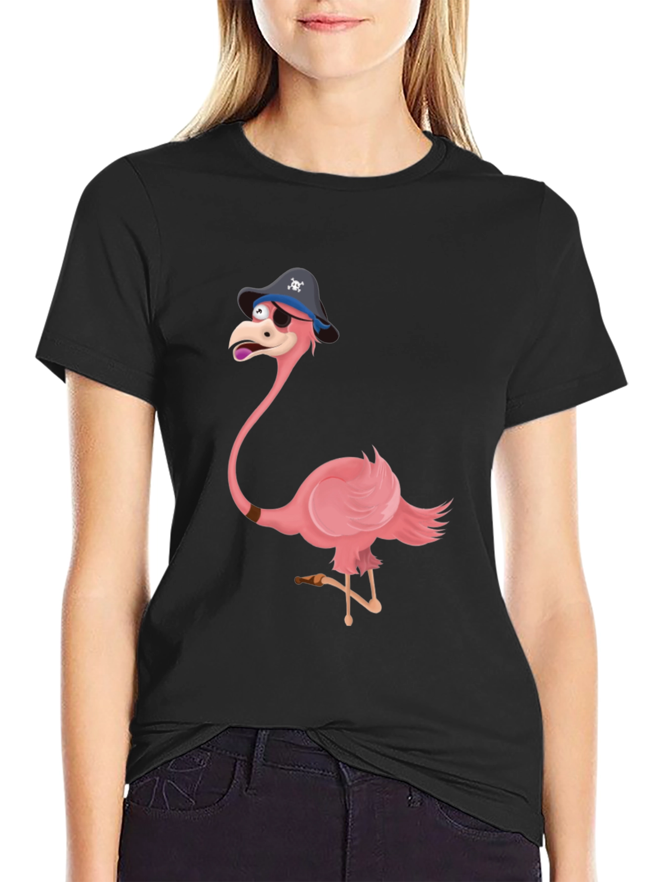 Funny Pirate Flamingo Graphic Tee - Unique Mens Shirt