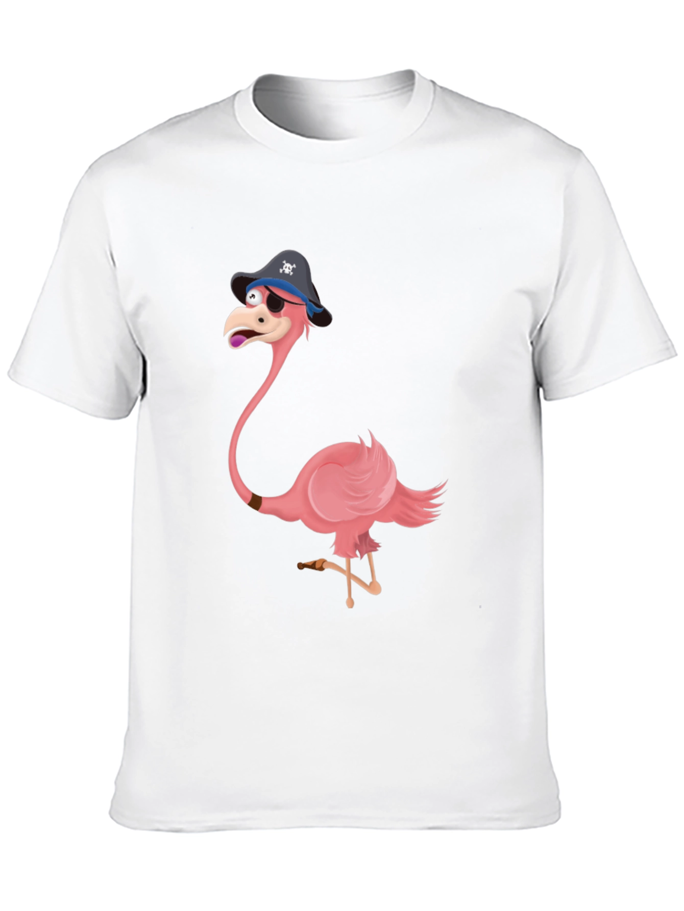 Funny Pirate Flamingo Graphic Tee - Unique Mens Shirt