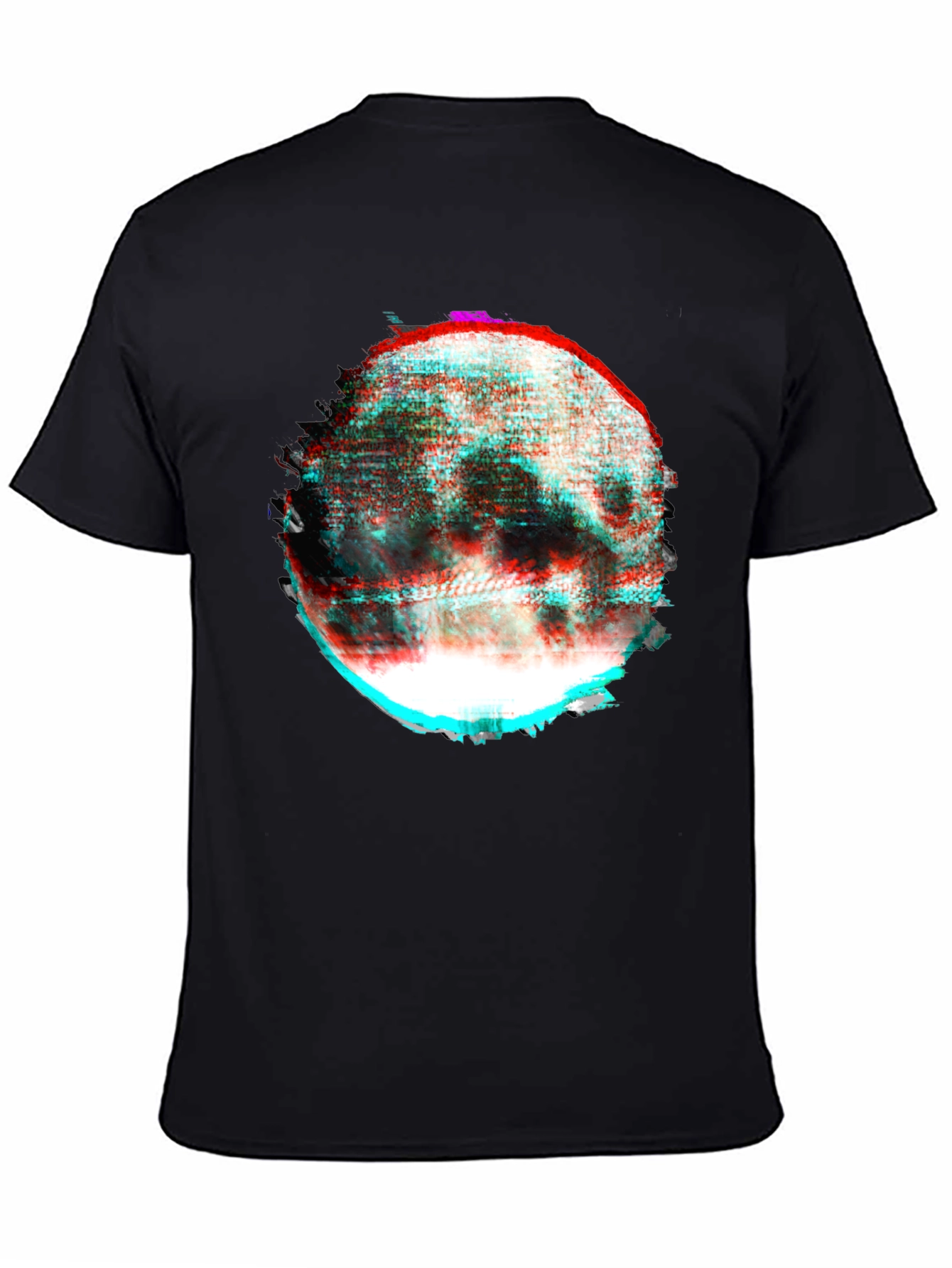 Abstract Glitch Moon Graphic T-Shirt