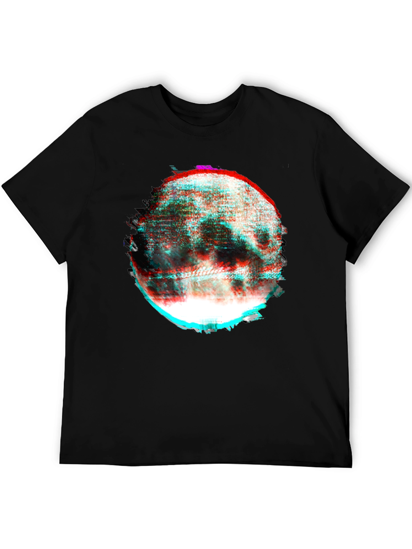 Abstract Glitch Moon Graphic T-Shirt