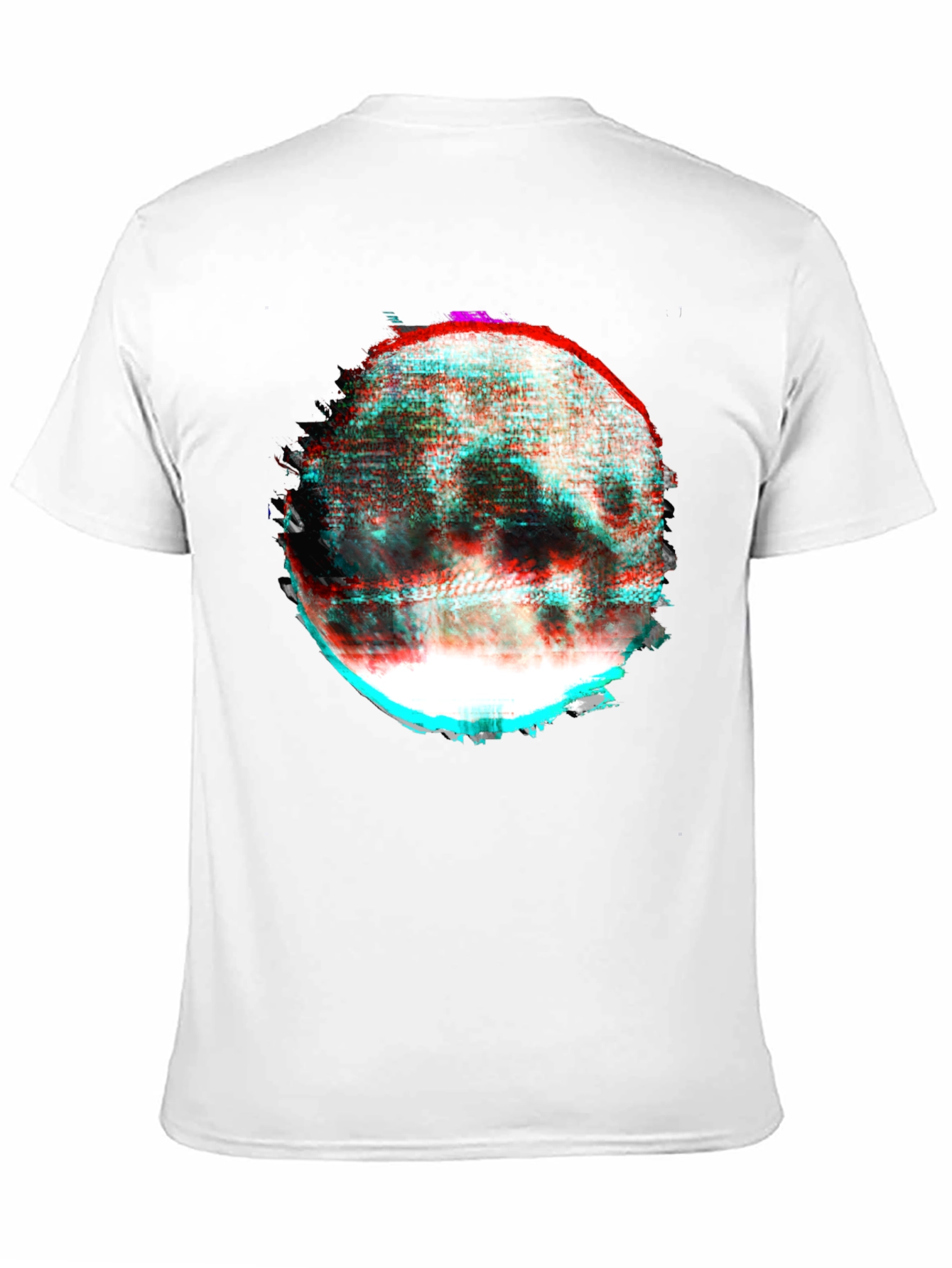 Abstract Glitch Moon Graphic T-Shirt