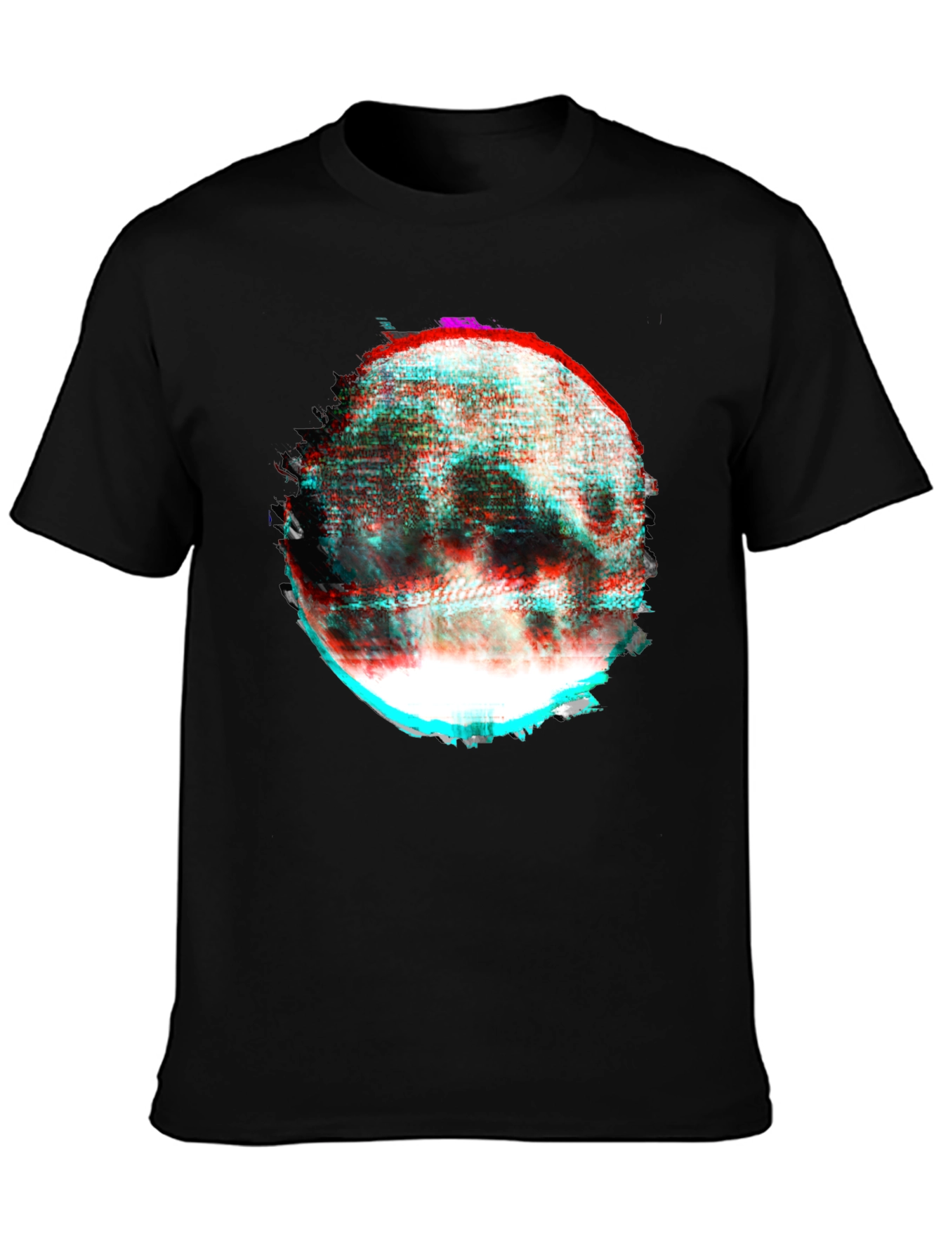 Abstract Glitch Moon Graphic T-Shirt