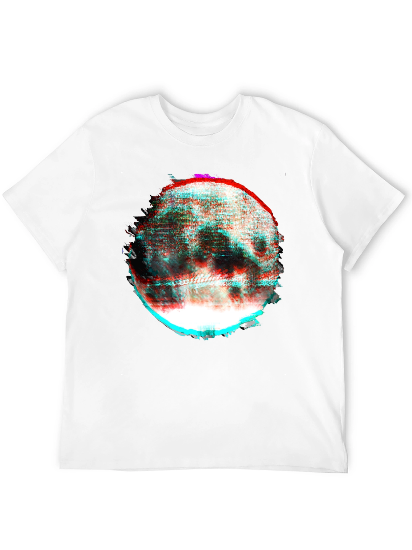 Abstract Glitch Moon Graphic T-Shirt