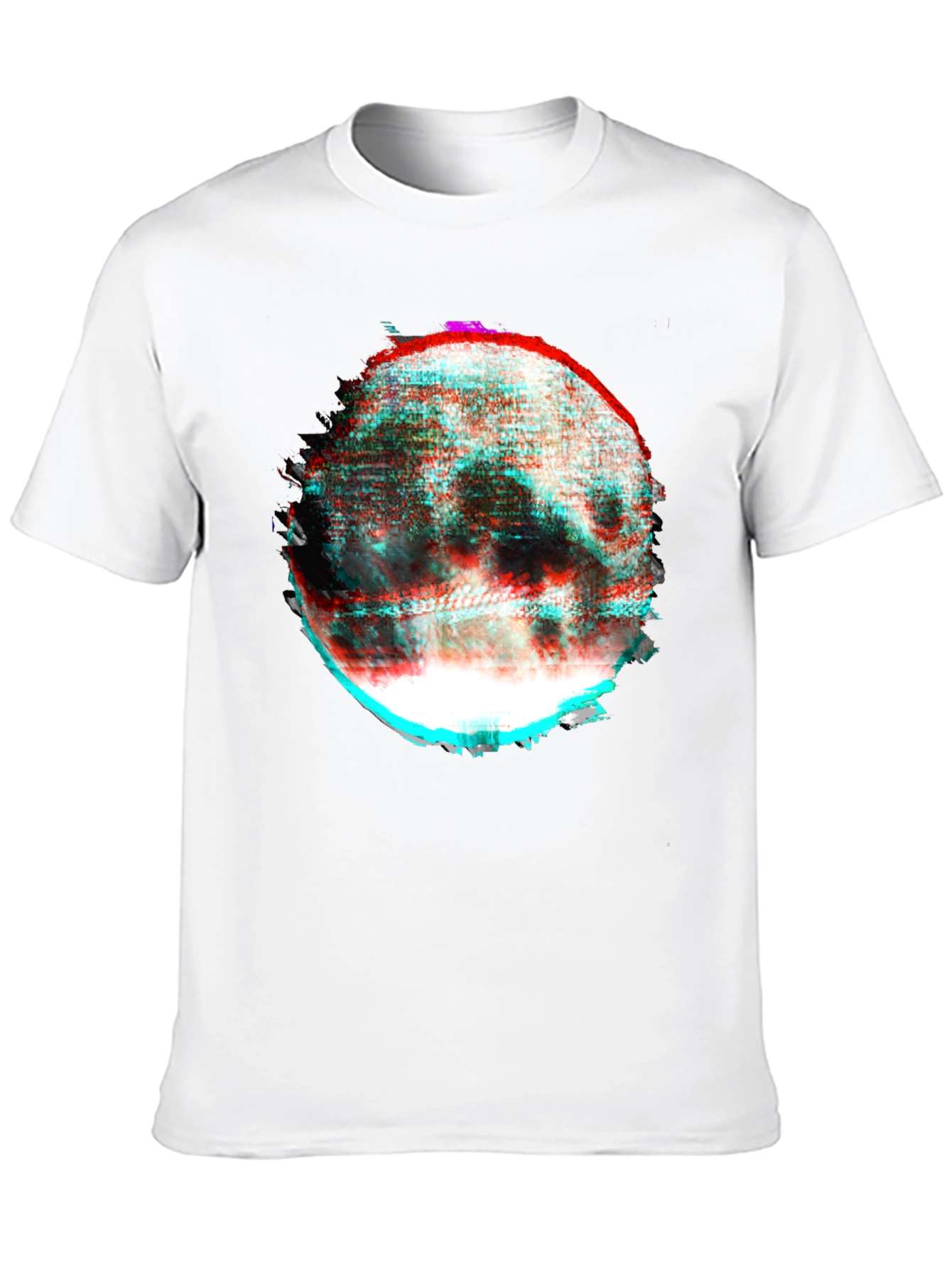 Abstract Glitch Moon Graphic T-Shirt