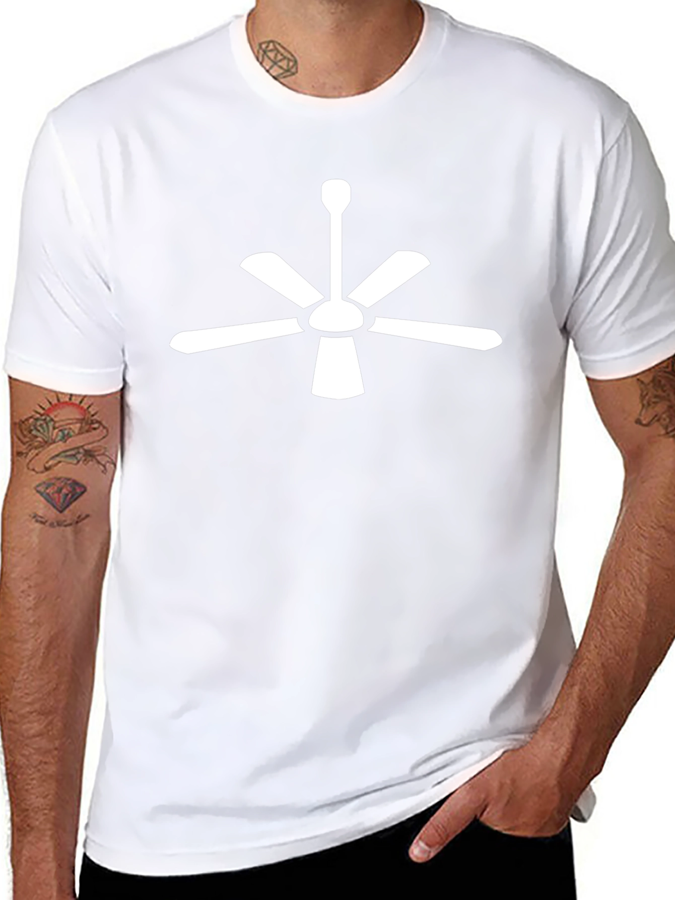 Ceiling Fan Graphic Tee - Black Cotton Blend T-Shirt