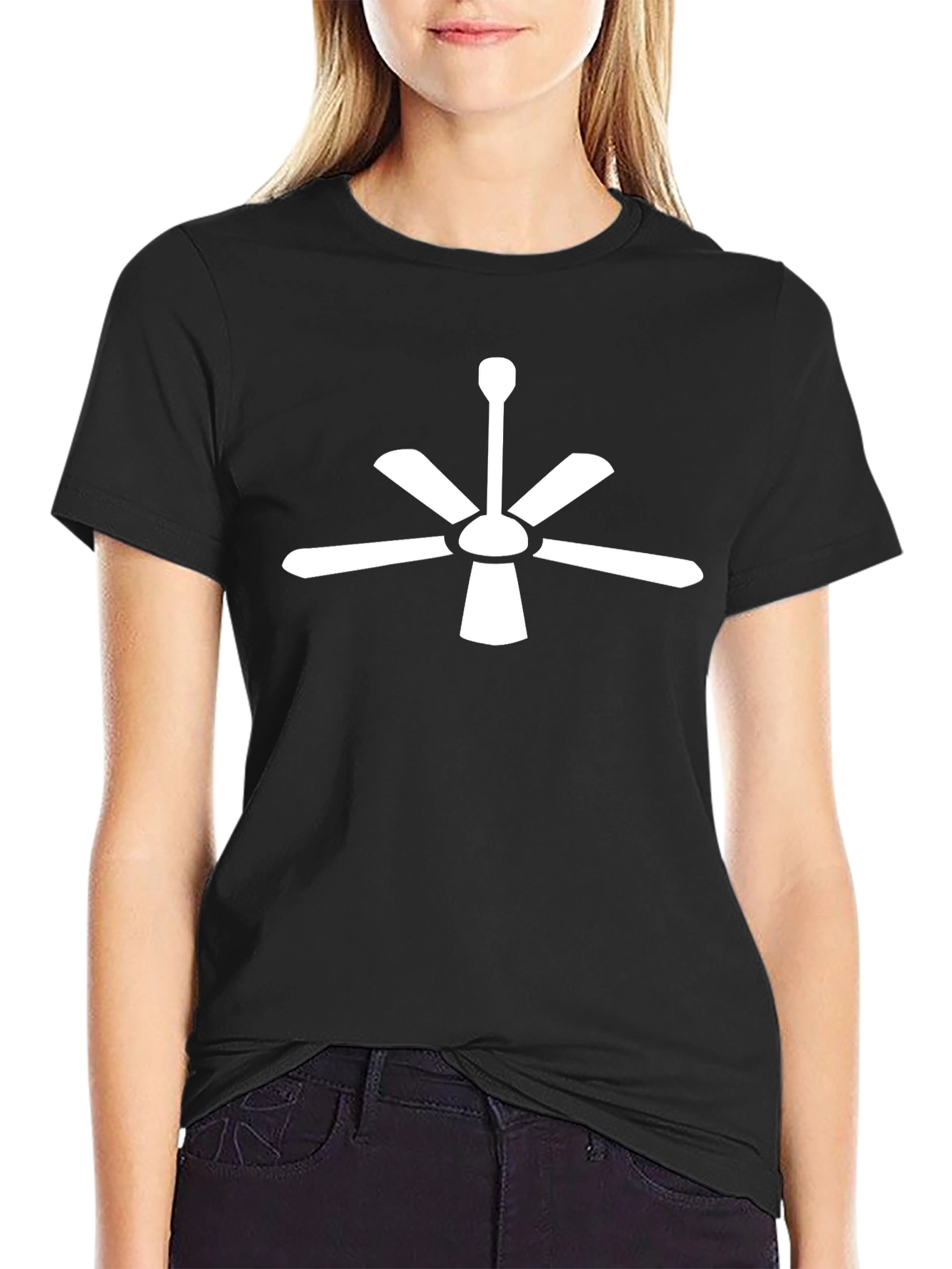 Ceiling Fan Graphic Tee - Black Cotton Blend T-Shirt