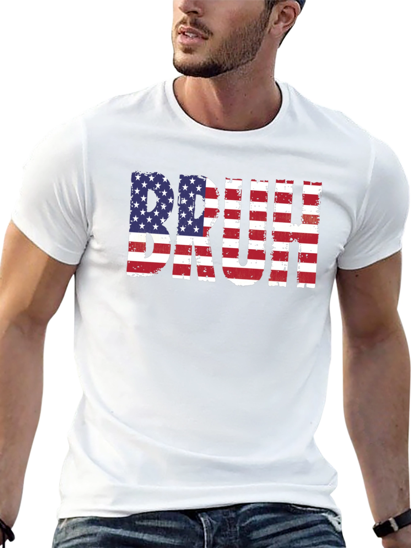 Bruh American Flag Graphic T-Shirt