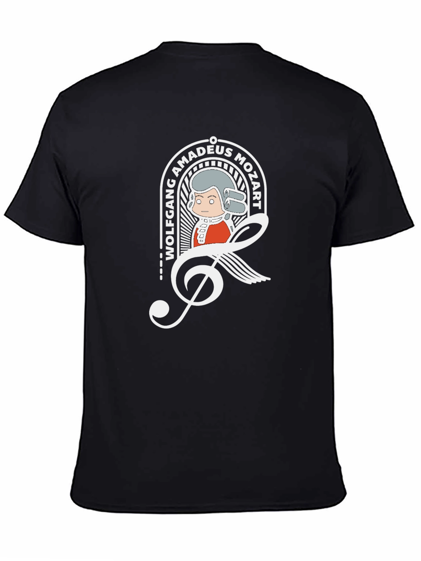 Mozart Cartoon Graphic Tee - Black Cotton Blend