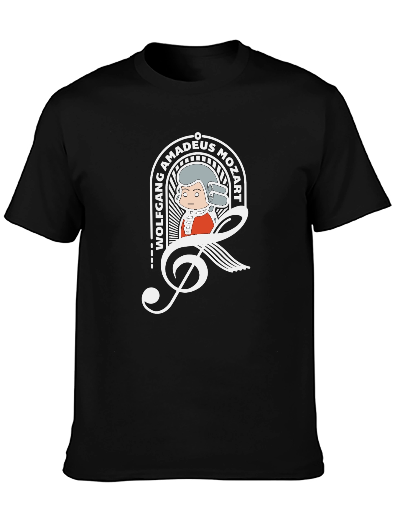Mozart Cartoon Graphic Tee - Black Cotton Blend