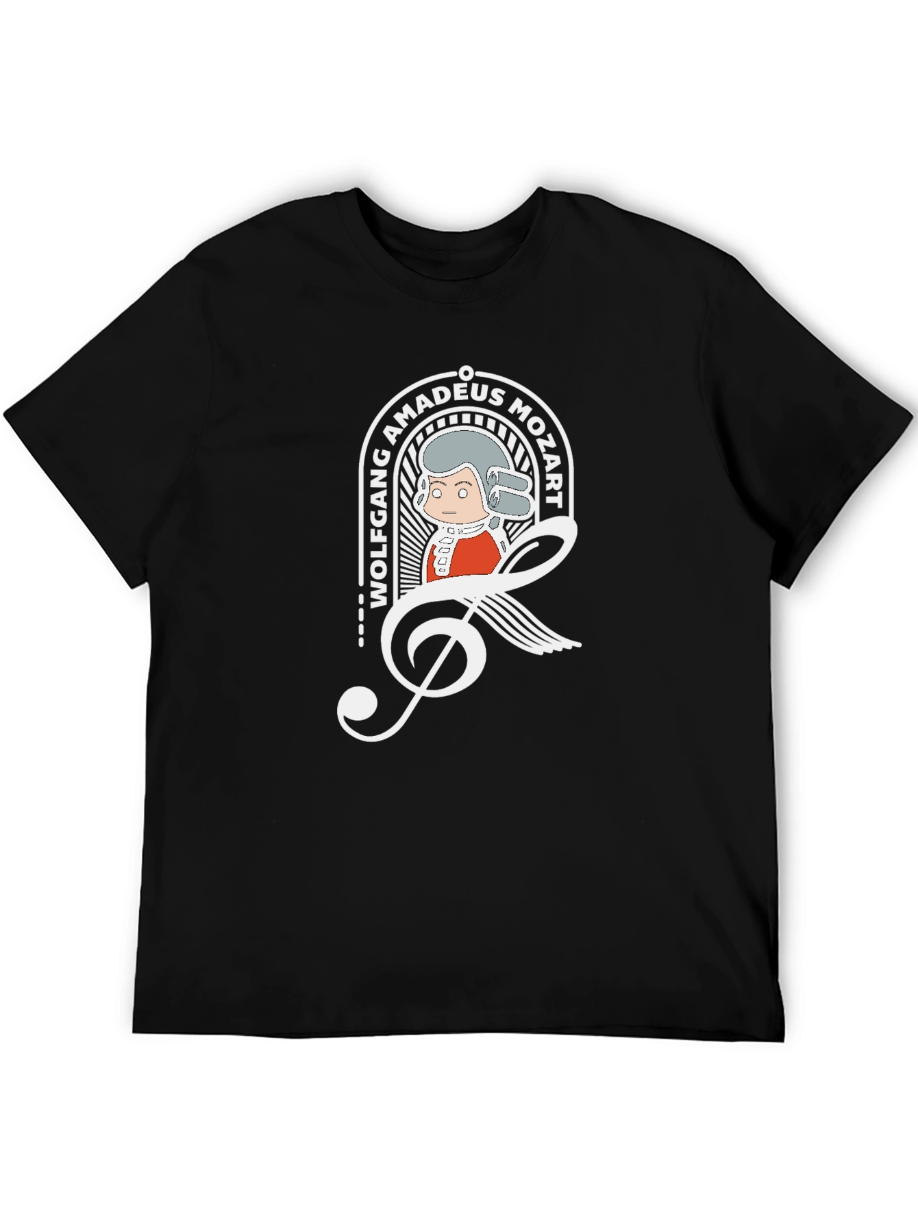 Mozart Cartoon Graphic Tee - Black Cotton Blend