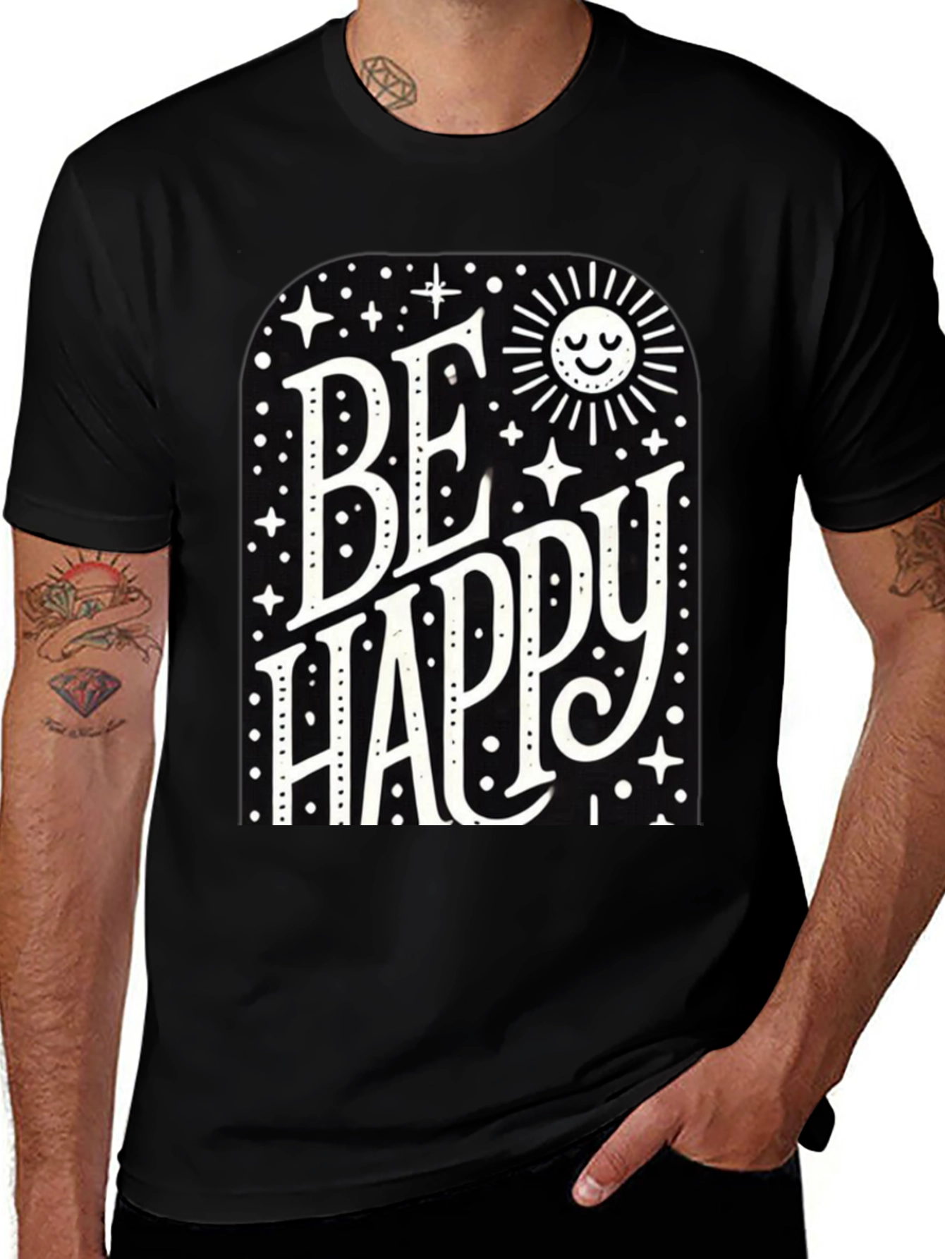 Be Happy Graphic Tee - Black