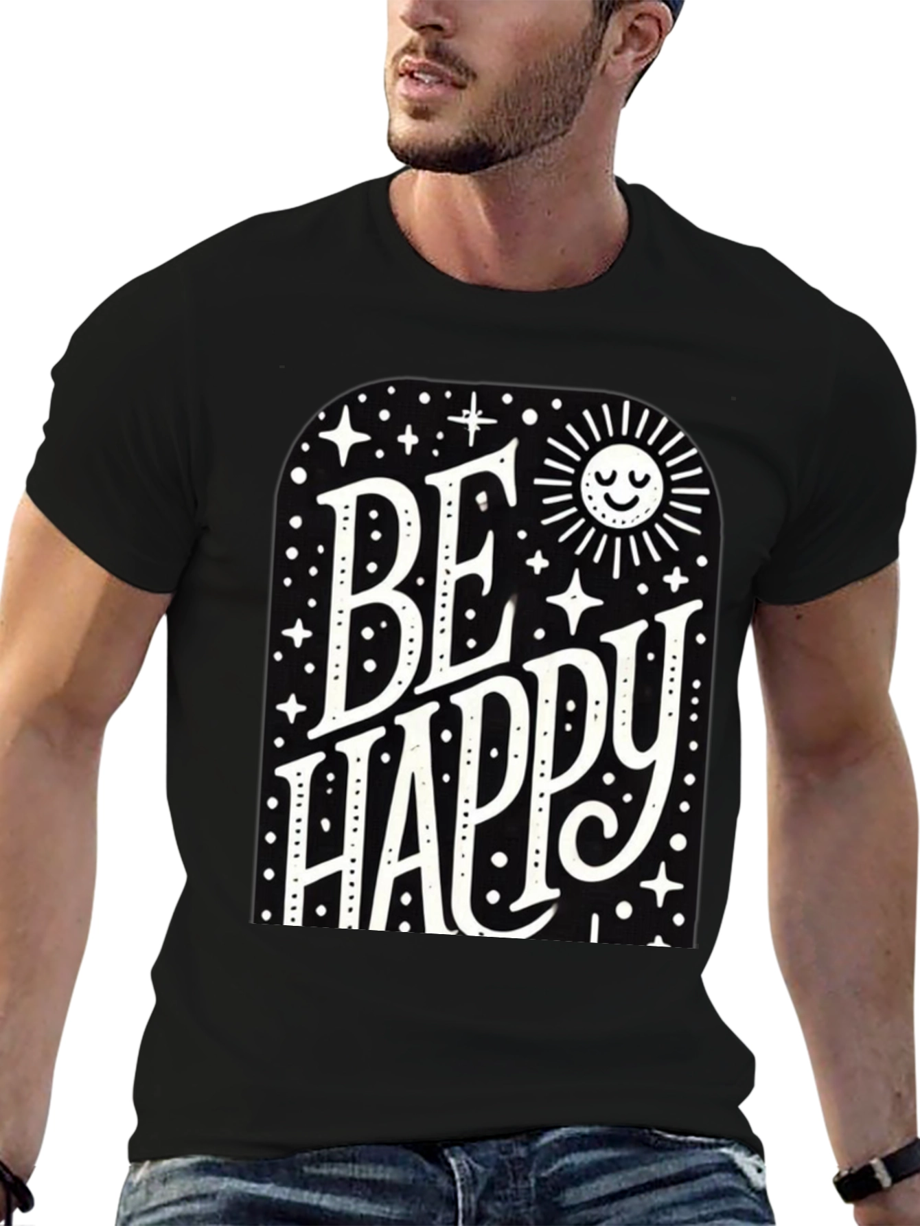 Be Happy Graphic Tee - Black