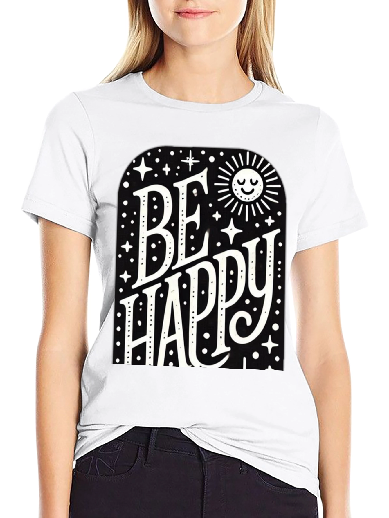 Be Happy Graphic Tee - Black
