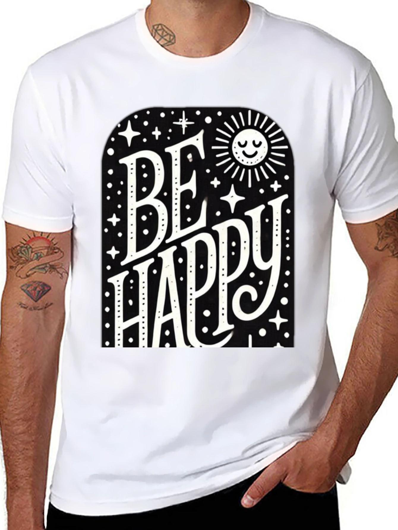 Be Happy Graphic Tee - Black