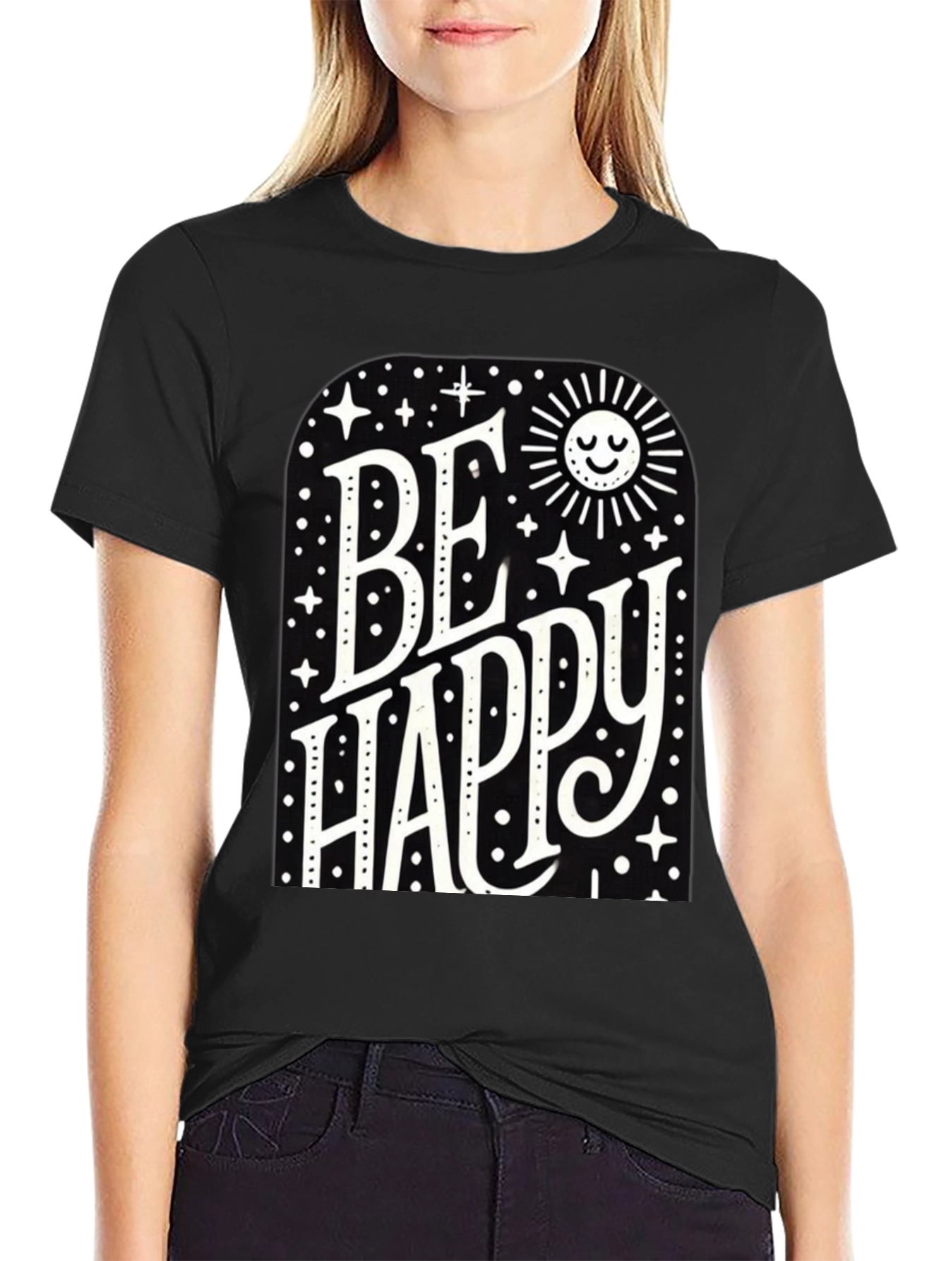 Be Happy Graphic Tee - Black