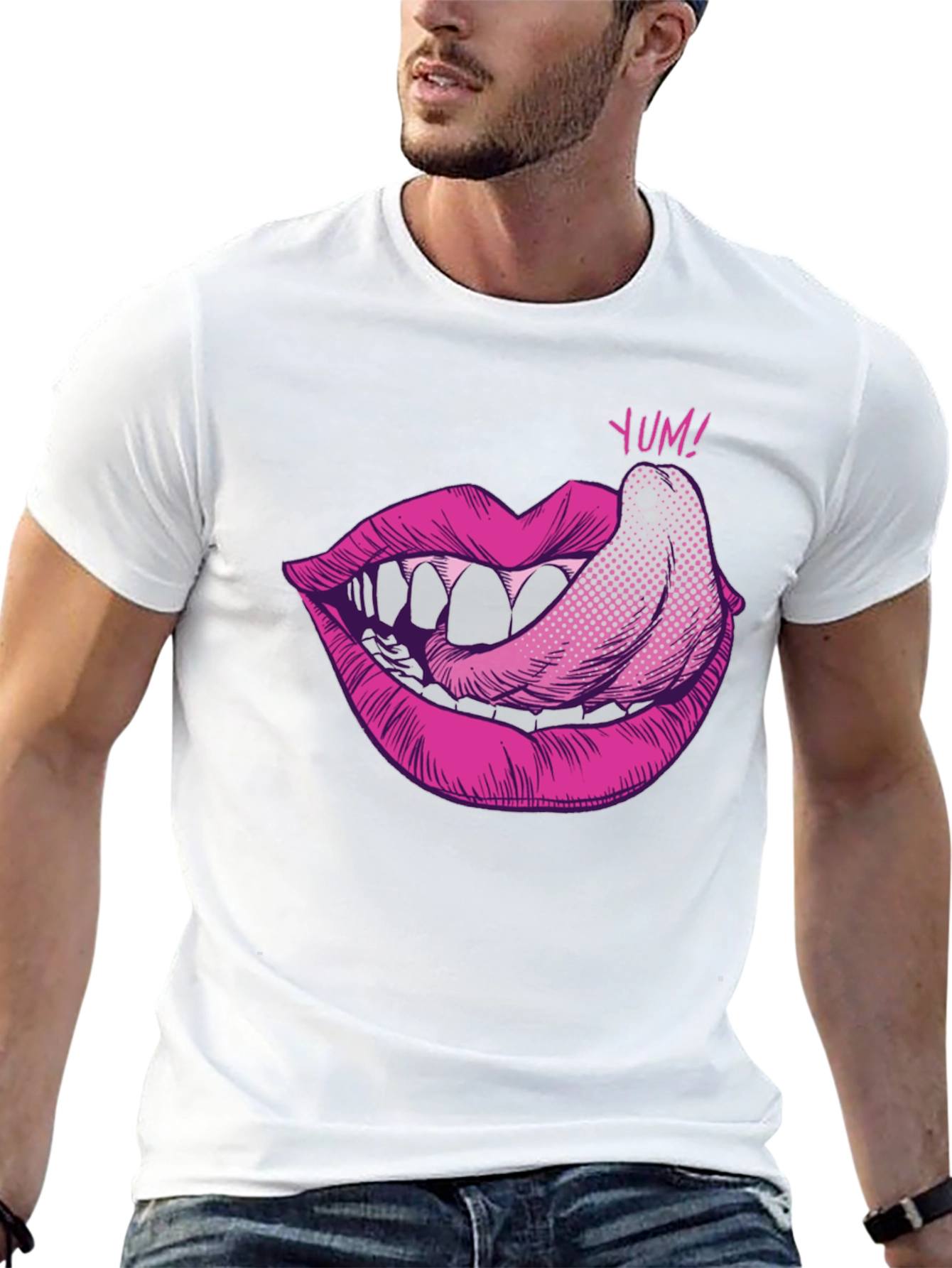 Yum Lips Graphic T-Shirt - Black Cotton Tee