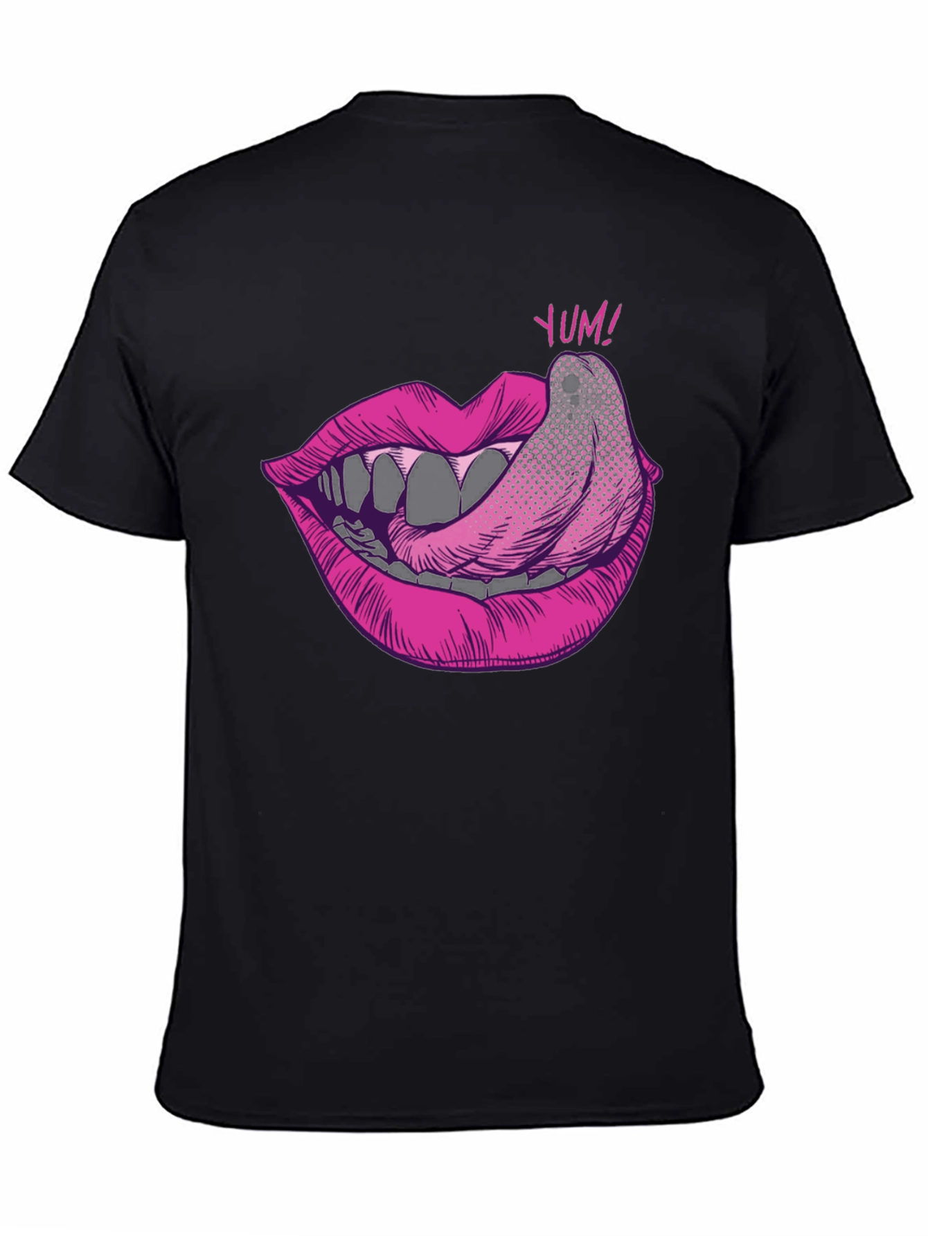 Yum Lips Graphic T-Shirt - Black Cotton Tee