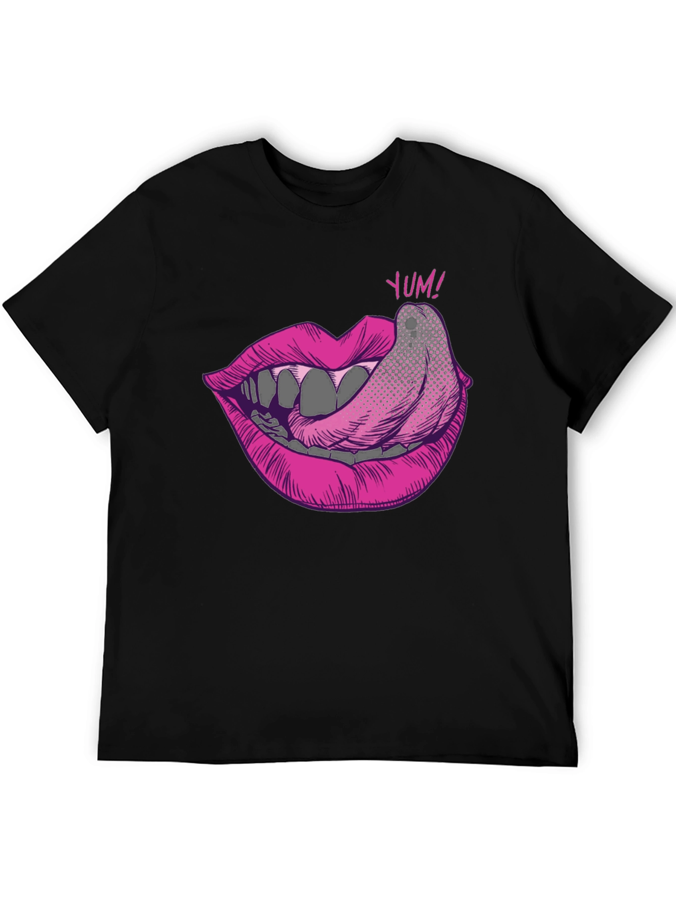 Yum Lips Graphic T-Shirt - Black Cotton Tee