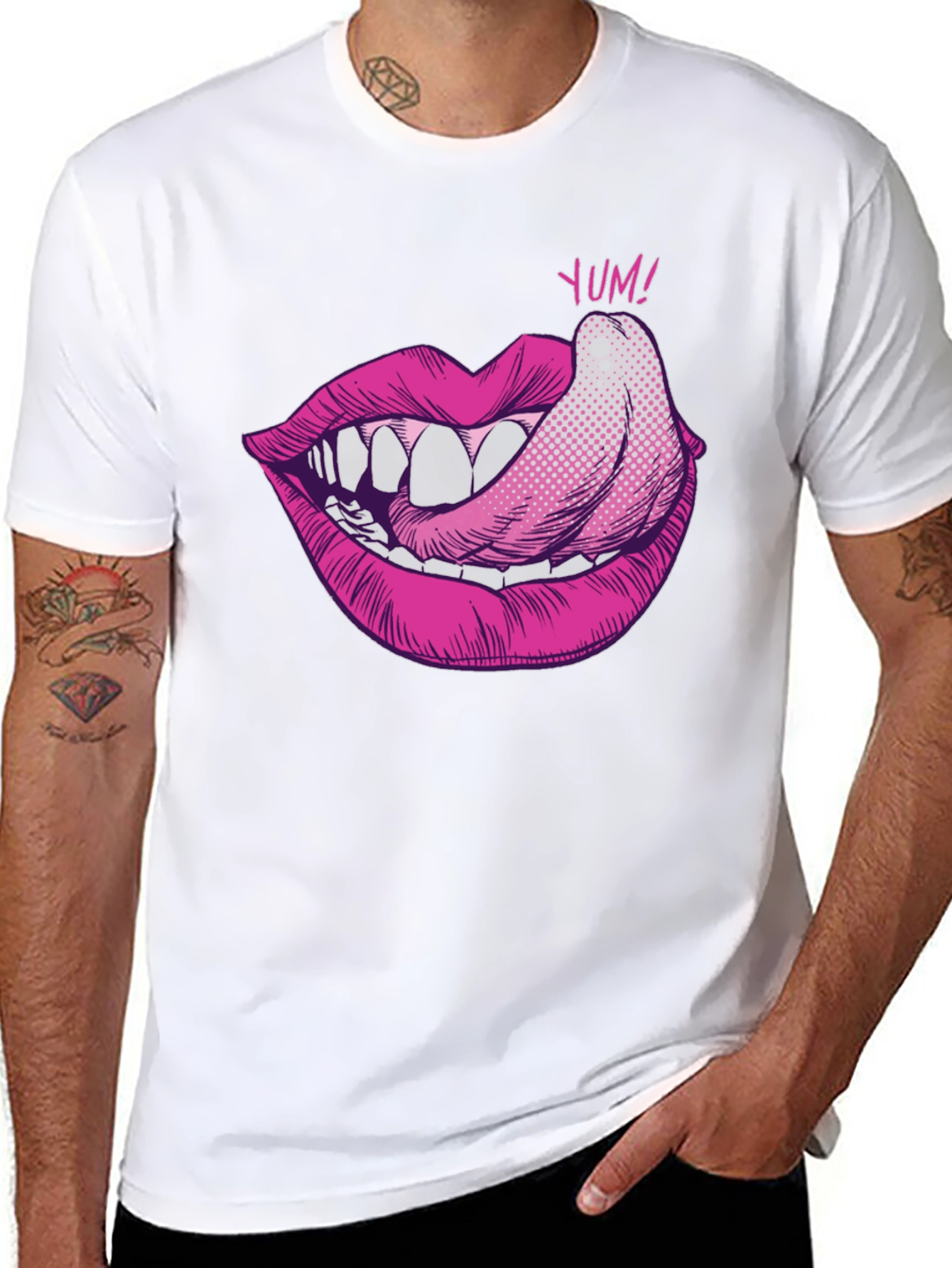 Yum Lips Graphic T-Shirt - Black Cotton Tee