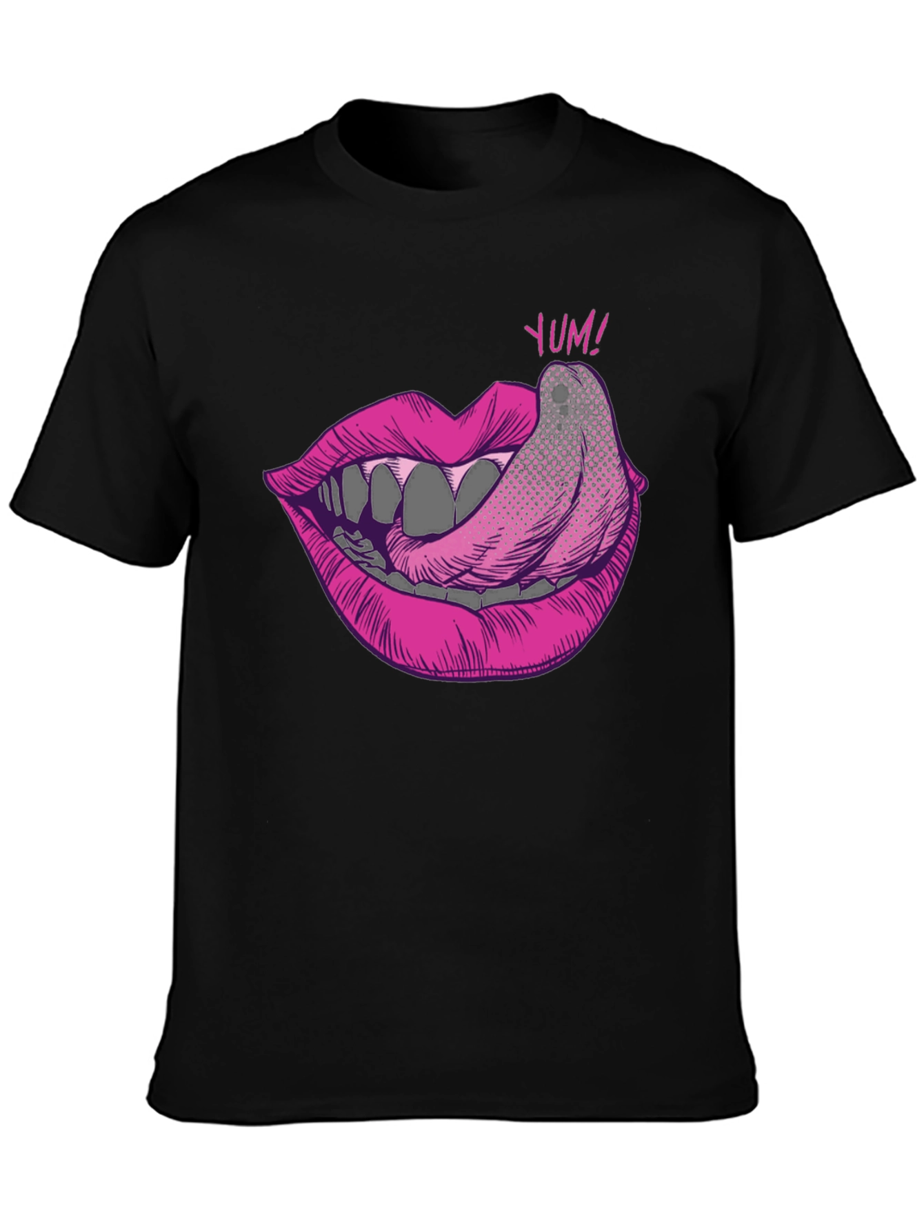 Yum Lips Graphic T-Shirt - Black Cotton Tee