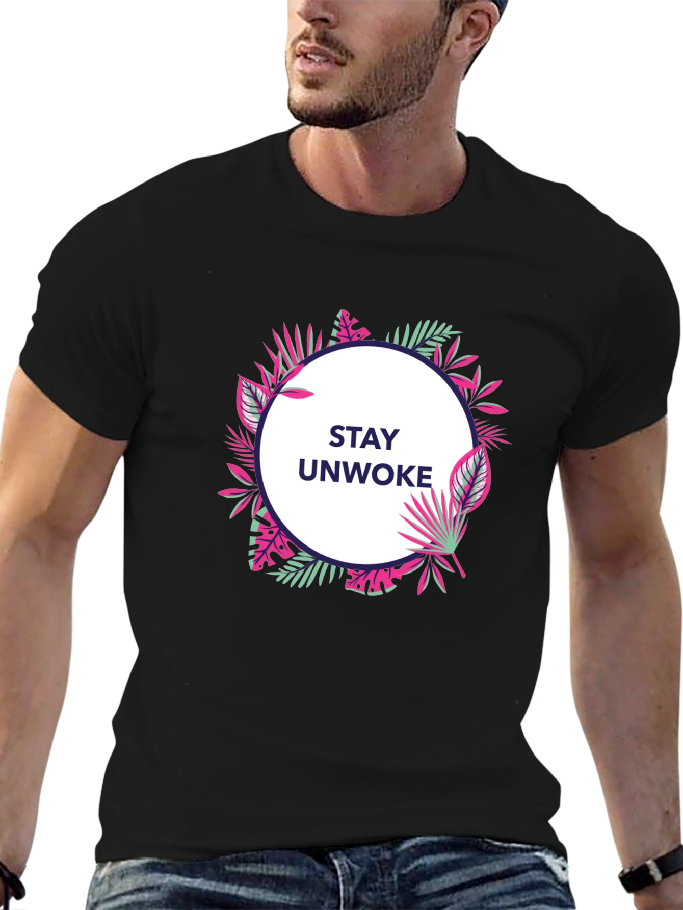 Stay Unwoke Tropical Graphic Tee - Anti Woke T-Shirt