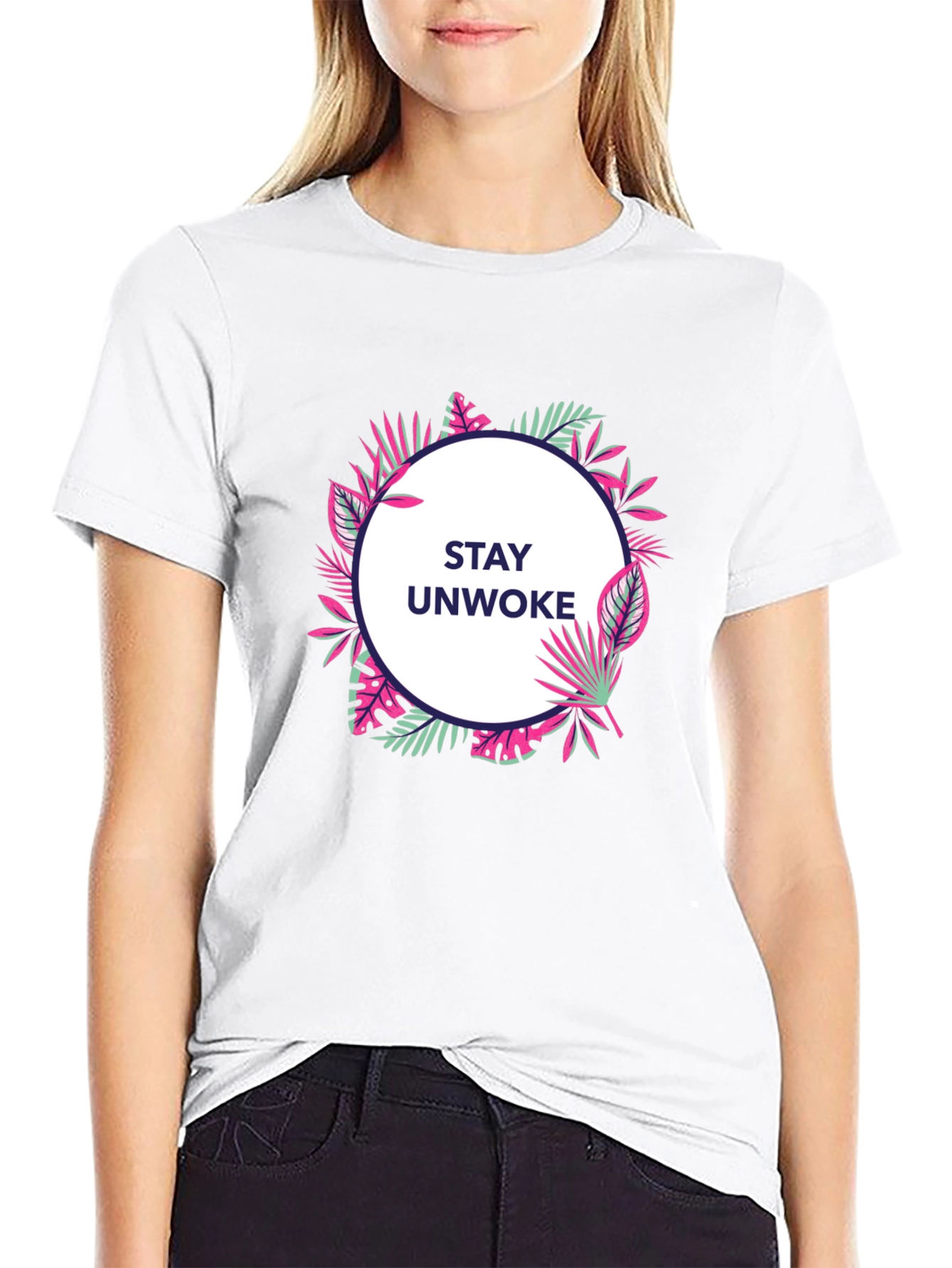 Stay Unwoke Tropical Graphic Tee - Anti Woke T-Shirt