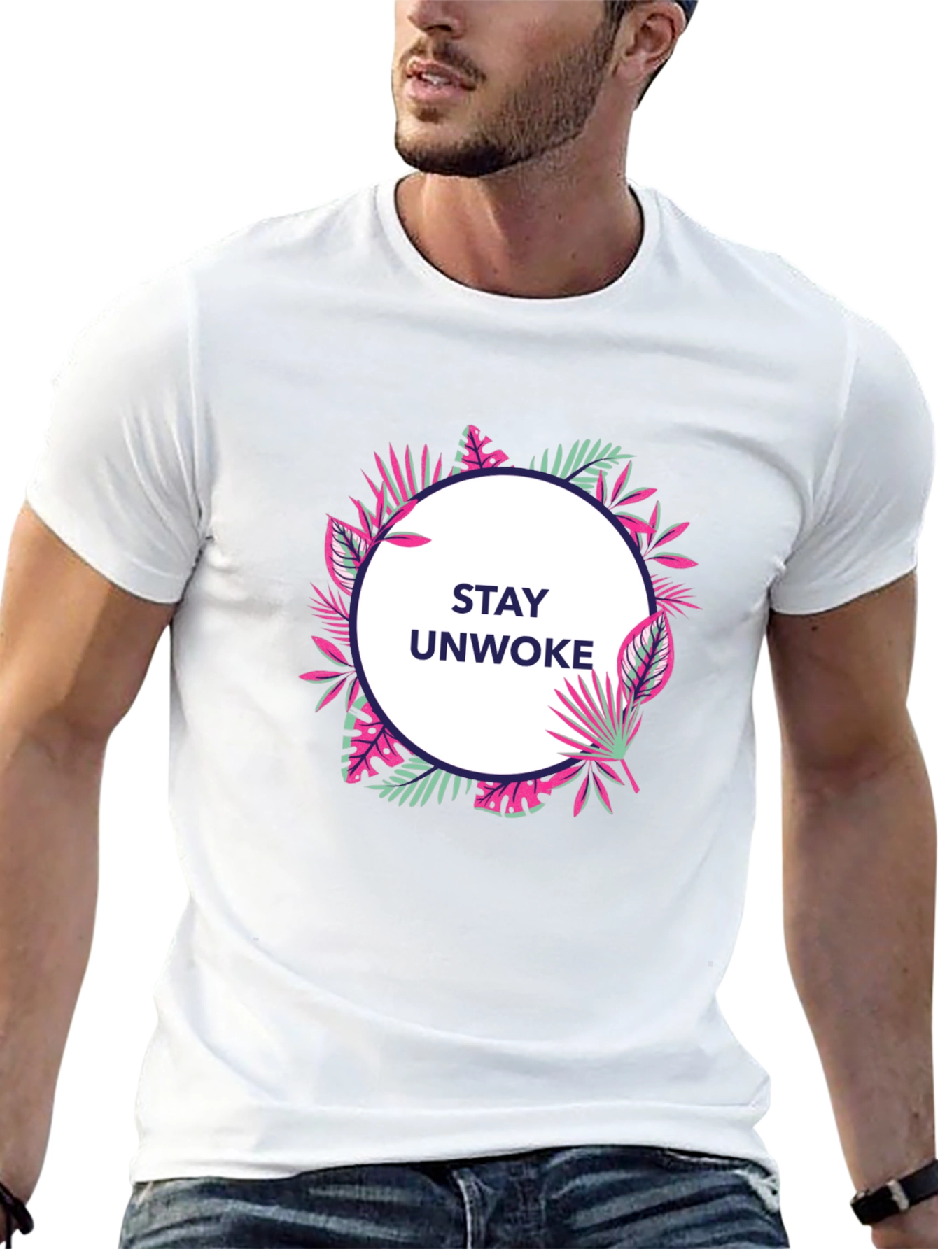 Stay Unwoke Tropical Graphic Tee - Anti Woke T-Shirt