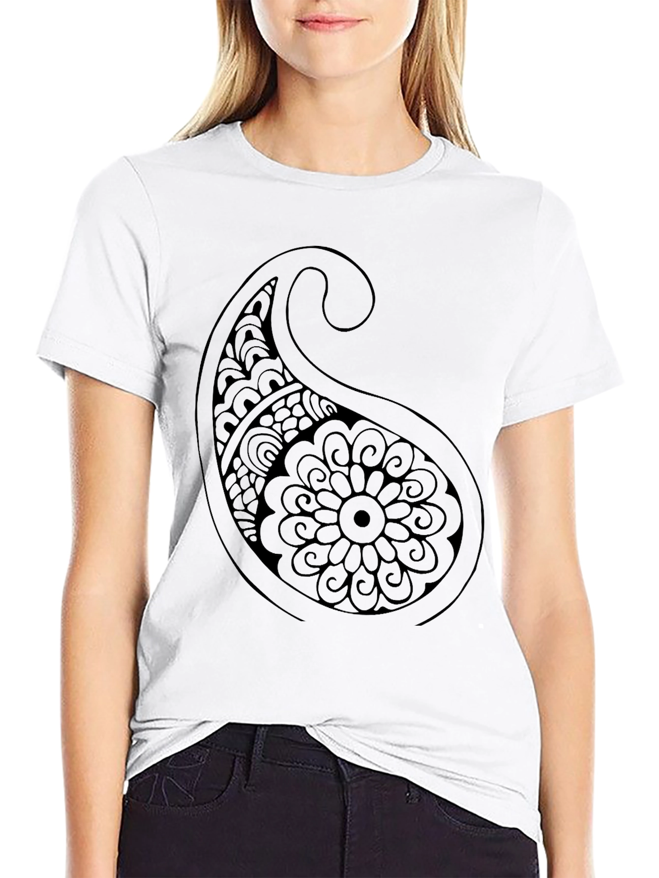 Paisley Print Black T-Shirt