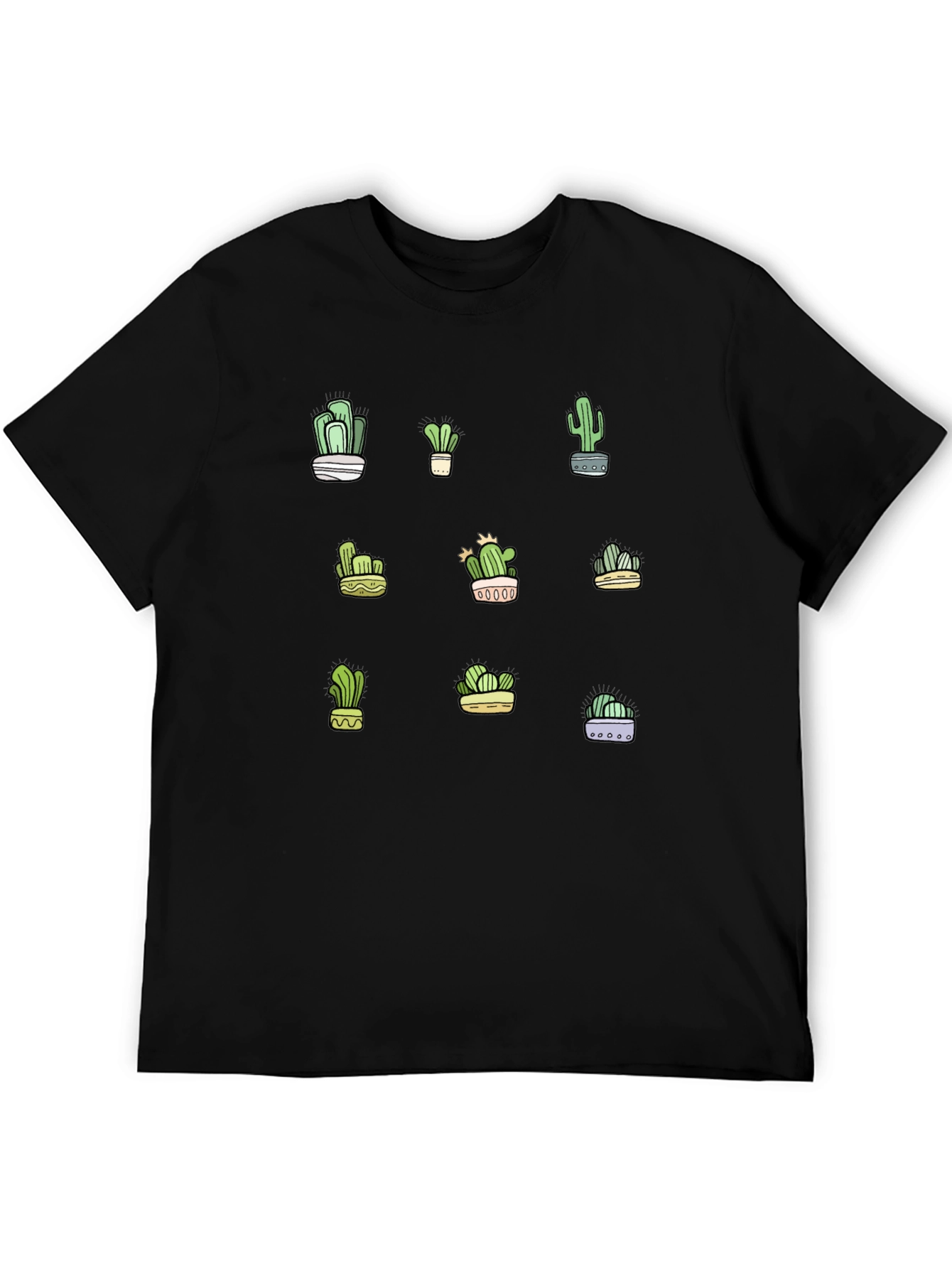 Cactus Print Black T-Shirt