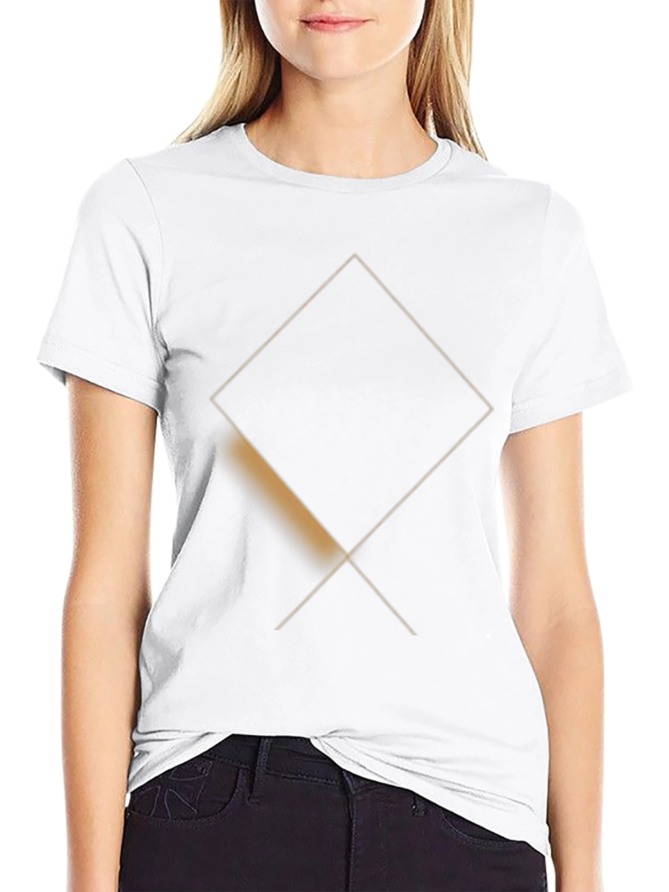 Mens Black T-Shirt with Geometric Square Design