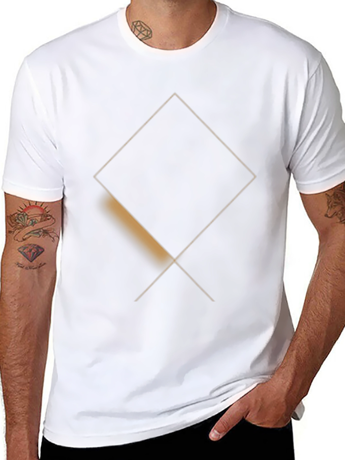 Mens Black T-Shirt with Geometric Square Design