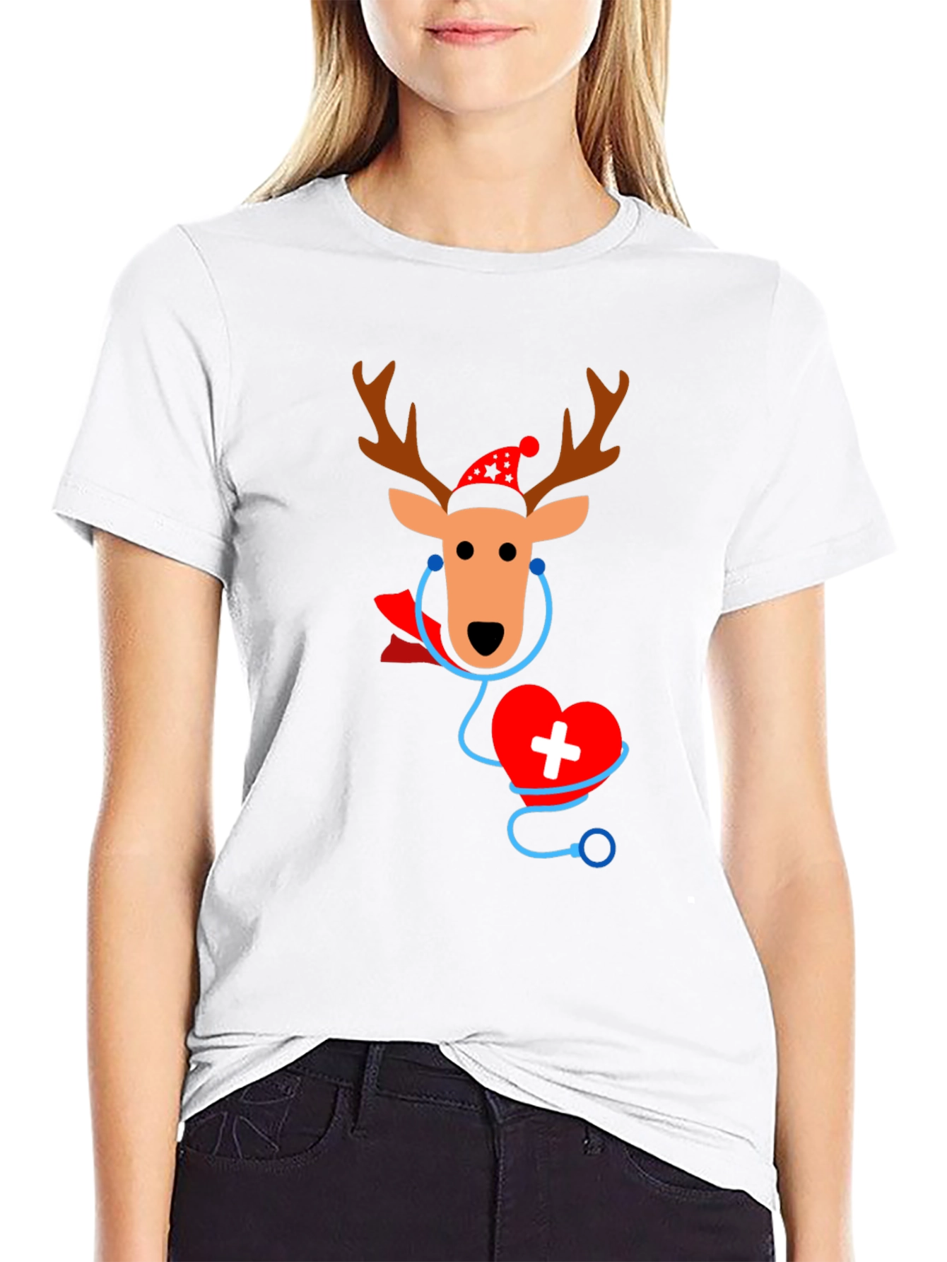 Christmas Nurse Reindeer T-Shirt