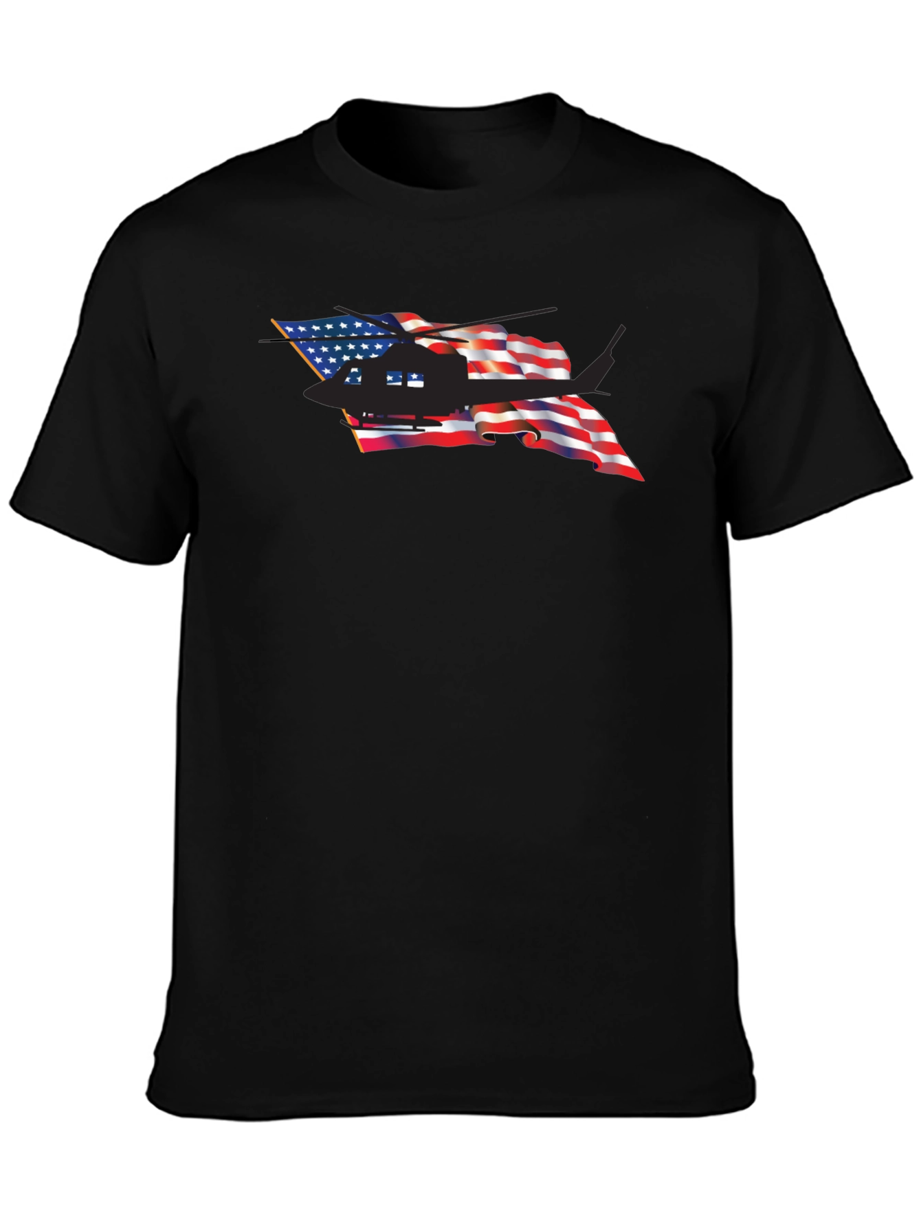 American Flag Helicopter Graphic Tee - Patriotic T-Shirt